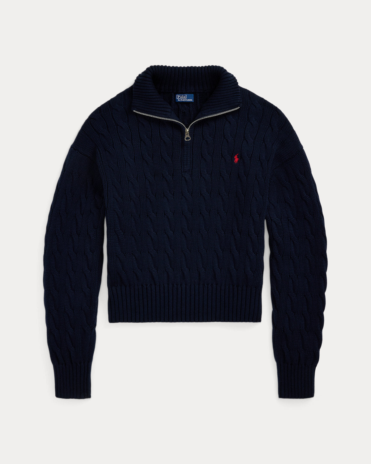 Women's Cable-Knit Cotton Quarter-Zip Sweater
