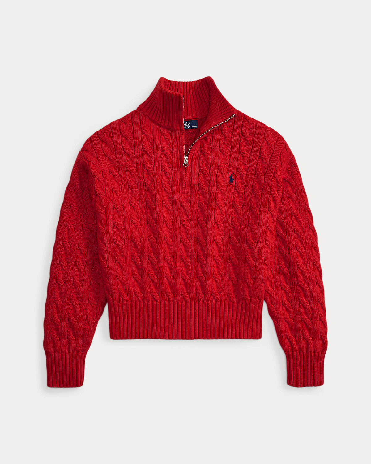 Women's Cable-Knit Cotton Quarter-Zip Sweater