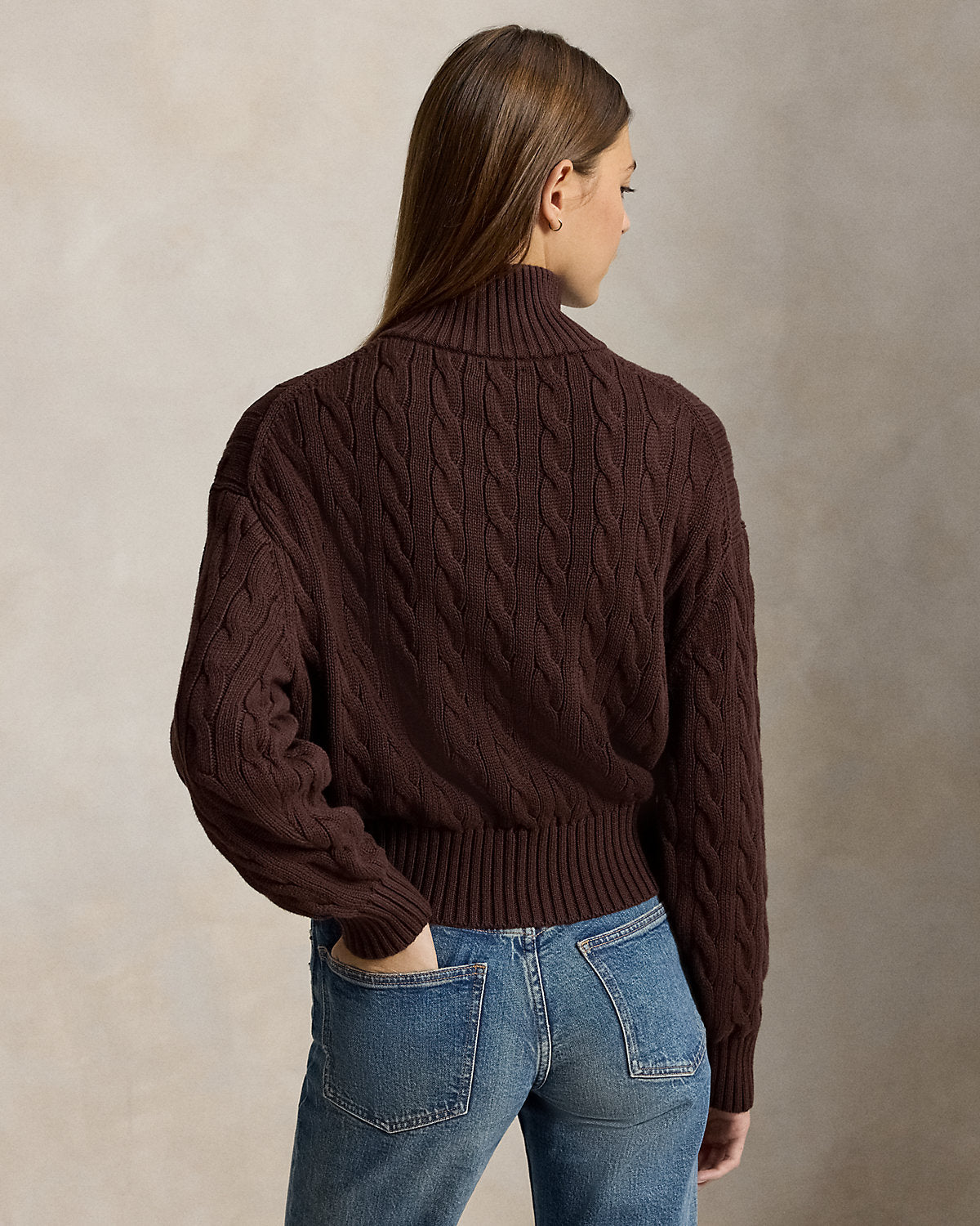 Women's Cable-Knit Cotton Quarter-Zip Sweater