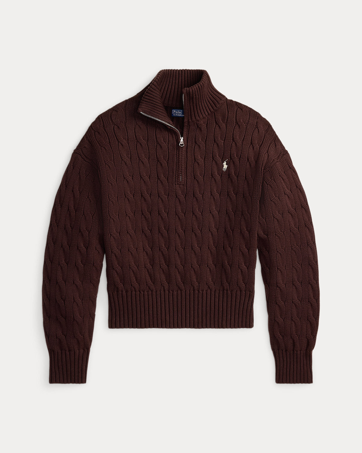 Women's Cable-Knit Cotton Quarter-Zip Sweater