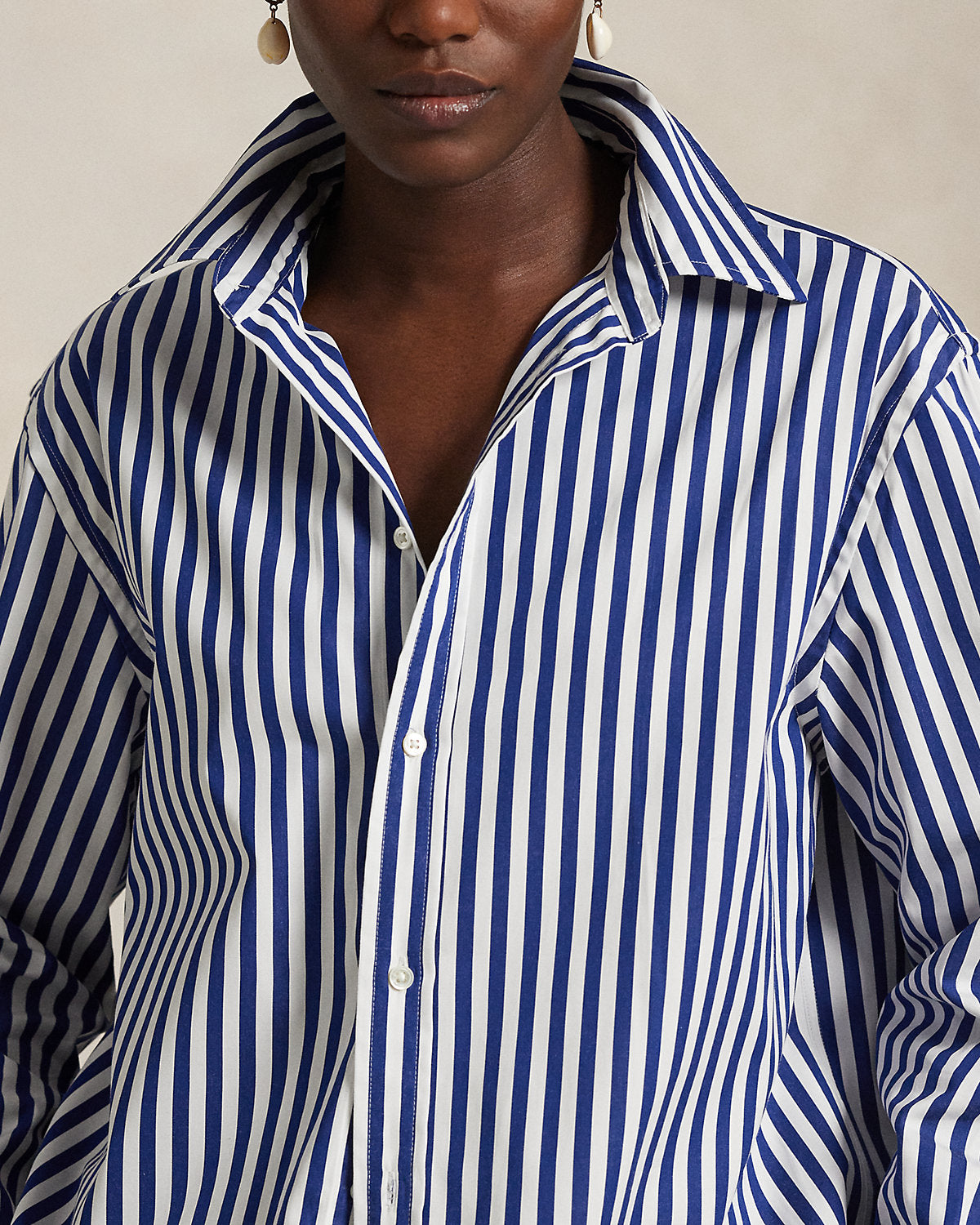 Oversize Fit Striped Cotton Shirt