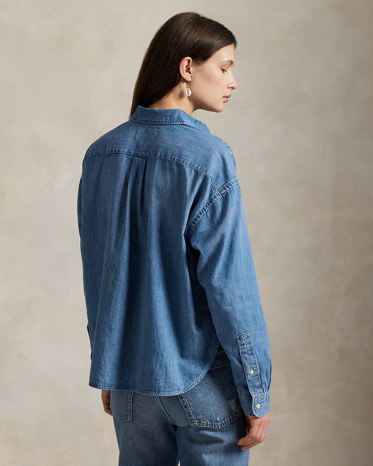 Cropped Boxy Denim Shirt