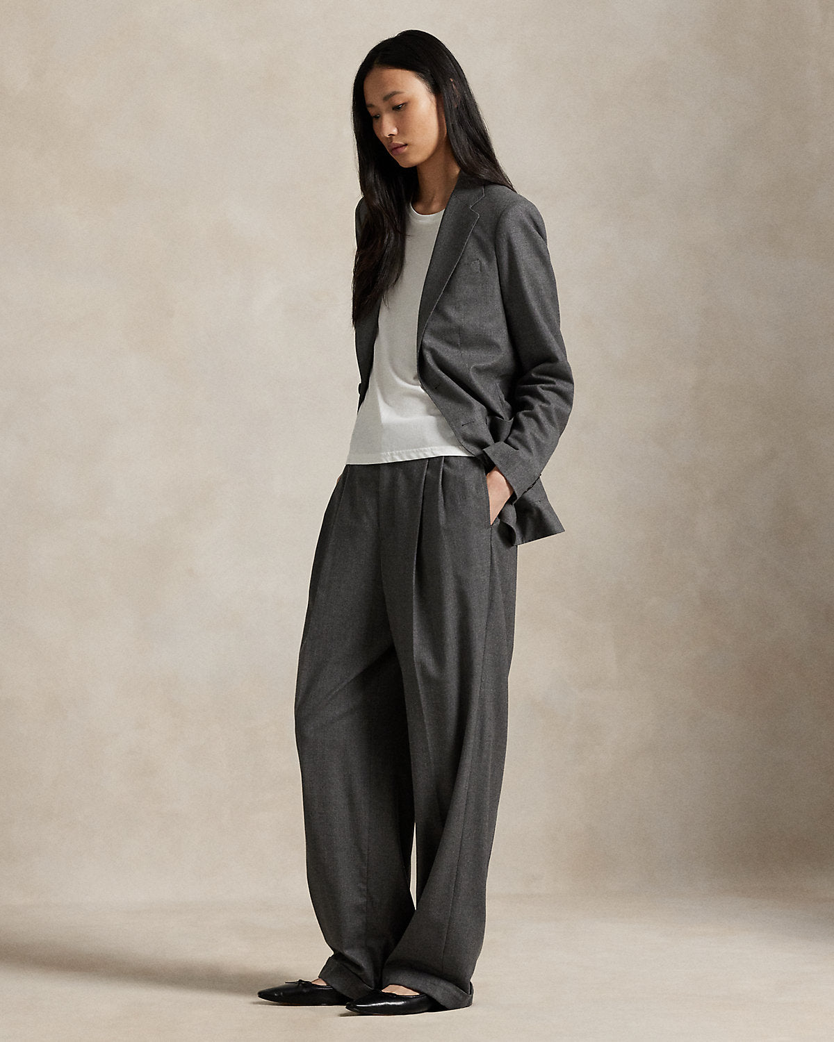 Single-Breasted Doeskin Wool Blazer