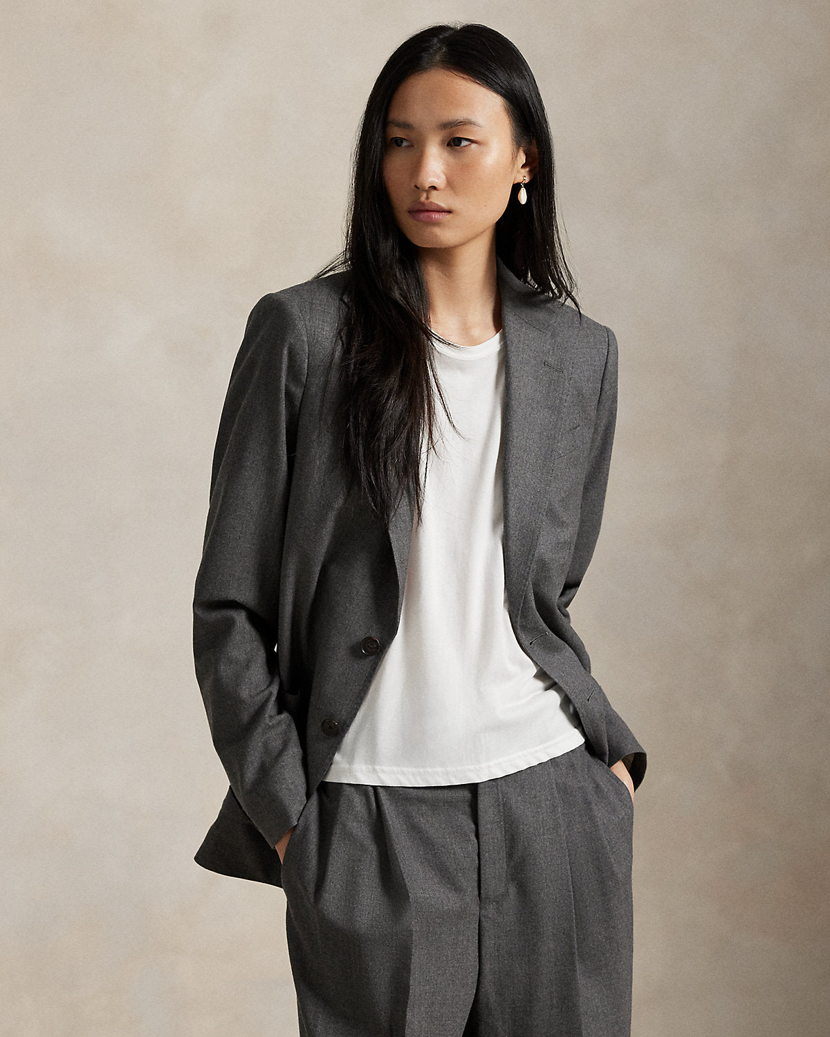 Single-Breasted Doeskin Wool Blazer