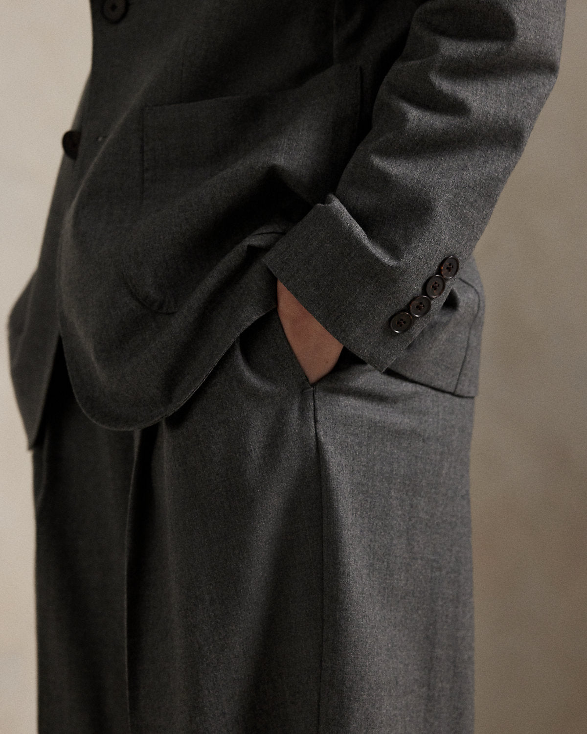 Single-Breasted Doeskin Wool Blazer