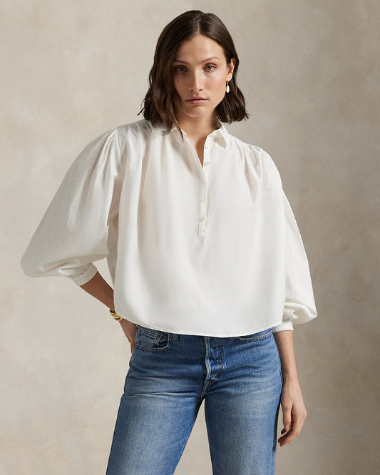Pleated Cotton-Silk Blouse