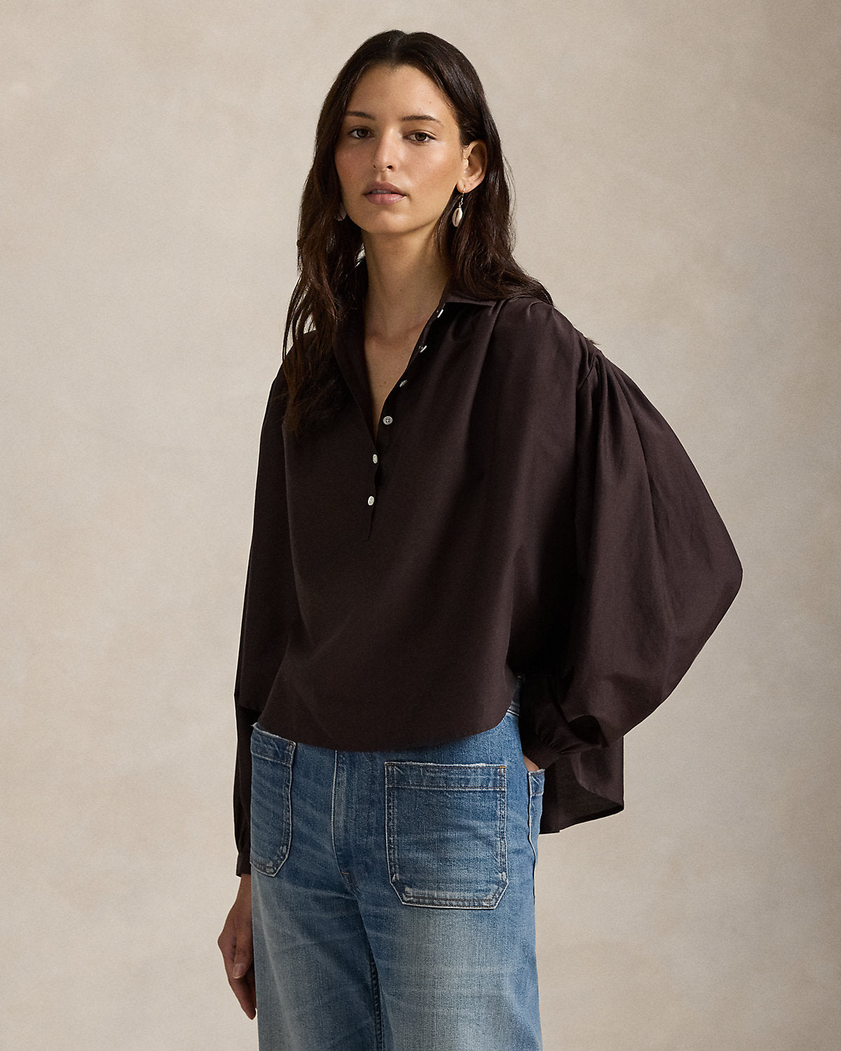 Pleated Cotton-Silk Blouse
