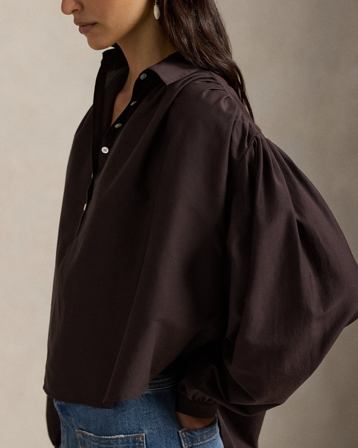 Pleated Cotton-Silk Blouse