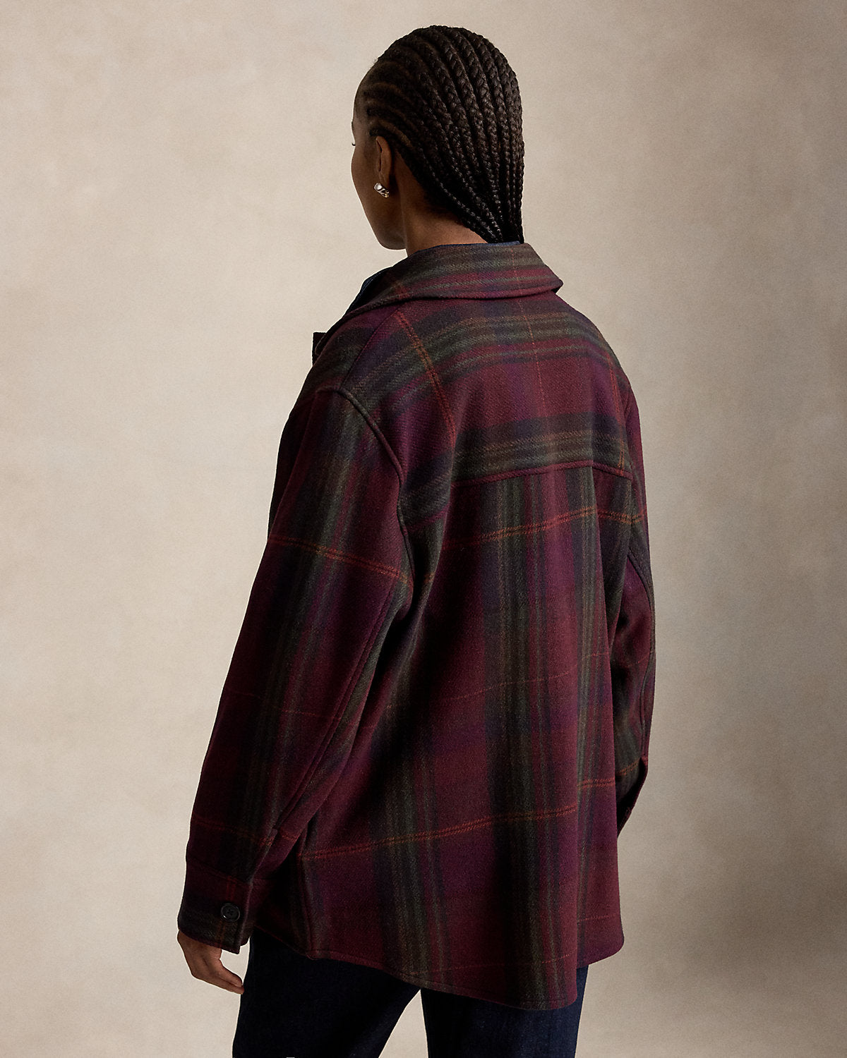 Plaid Wool-Blend Twill Shirt Jacket