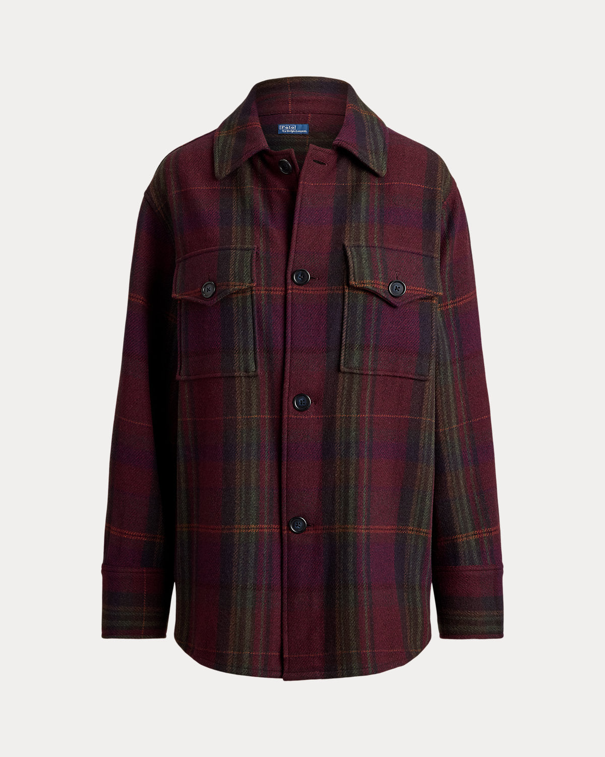 Plaid Wool-Blend Twill Shirt Jacket