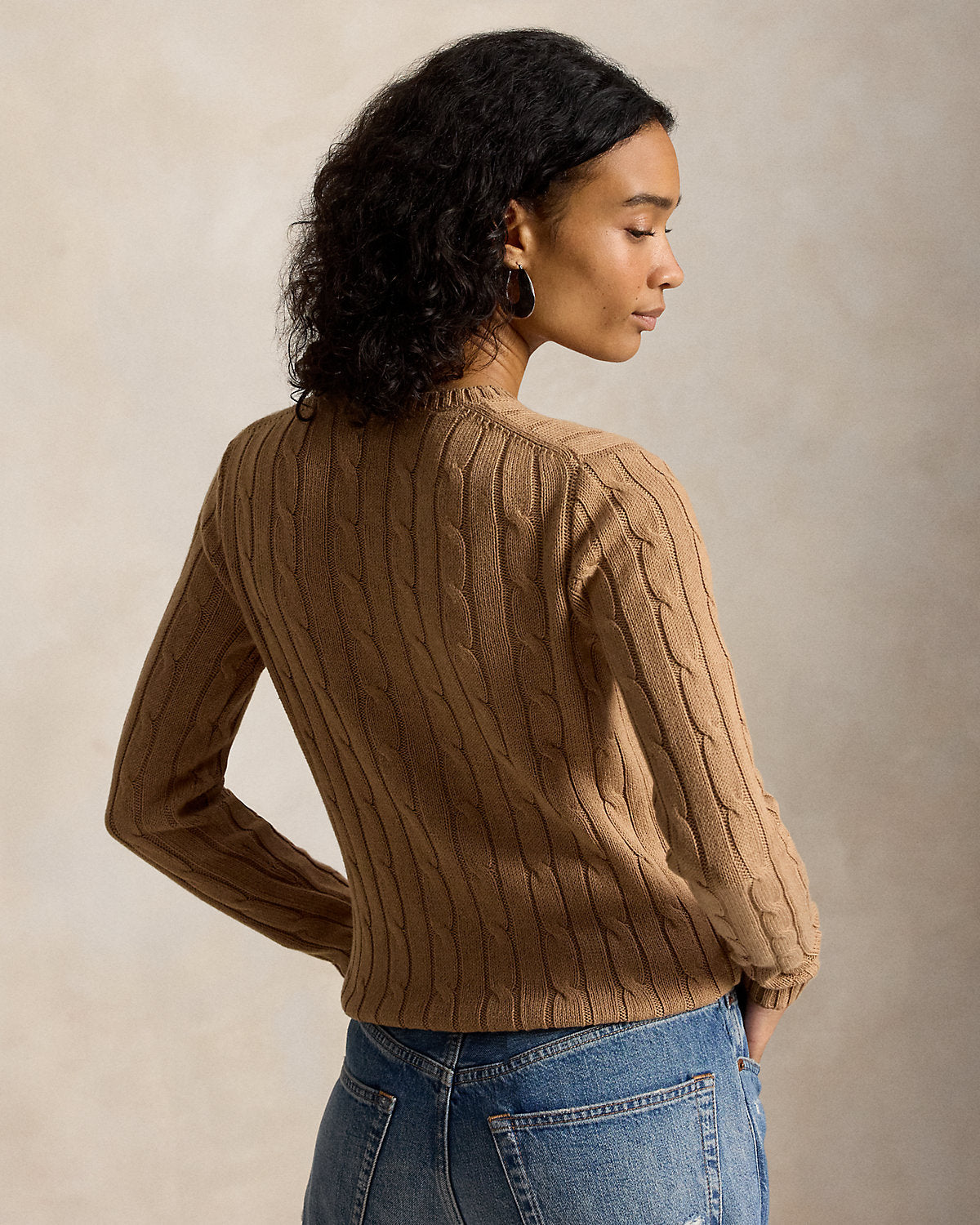 Cable-Knit Cotton Crewneck Sweater