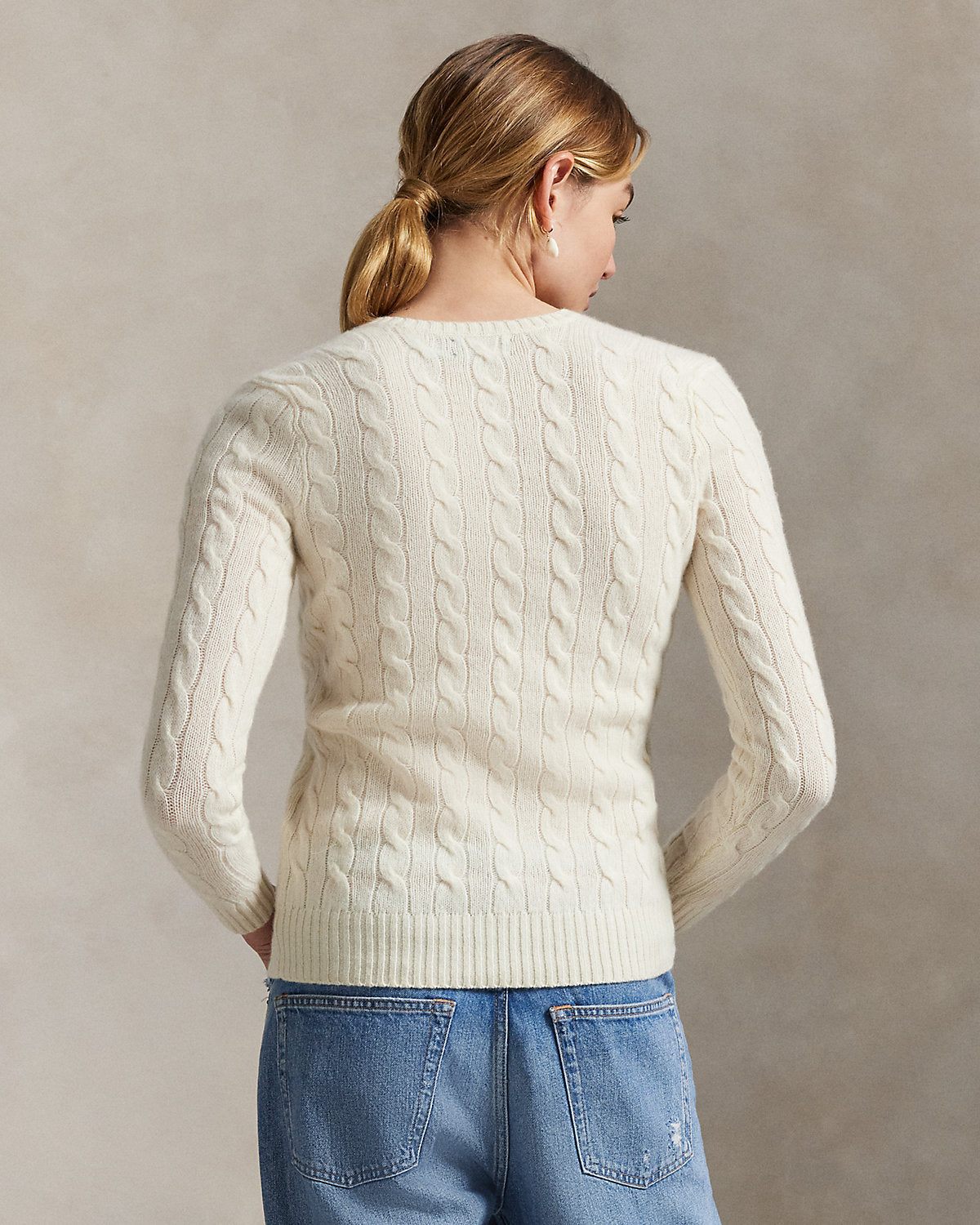 Cable-Knit Wool-Cashmere V-Neck Sweater