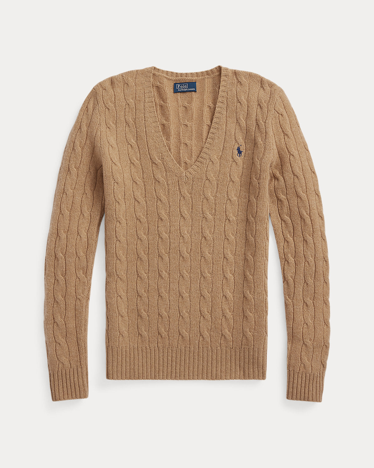 Cable-Knit Wool-Cashmere V-Neck Sweater