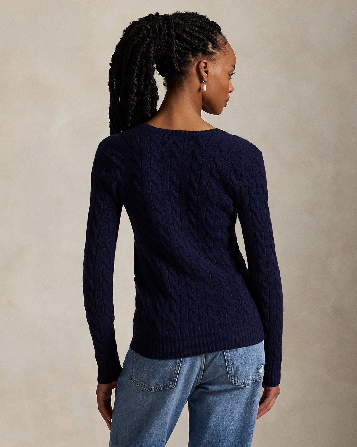 Cable-Knit Wool-Cashmere V-Neck Sweater