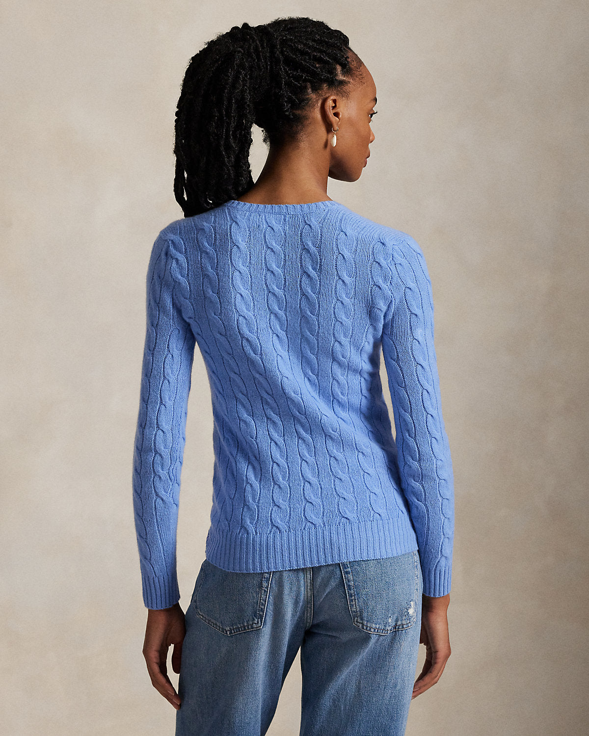 Cable-Knit Wool-Cashmere V-Neck Sweater
