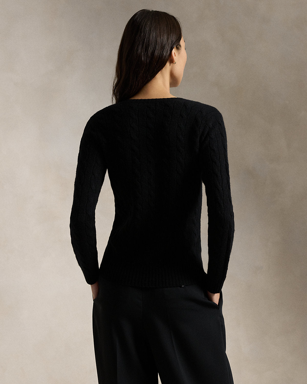 Cable-Knit Wool-Cashmere V-Neck Sweater