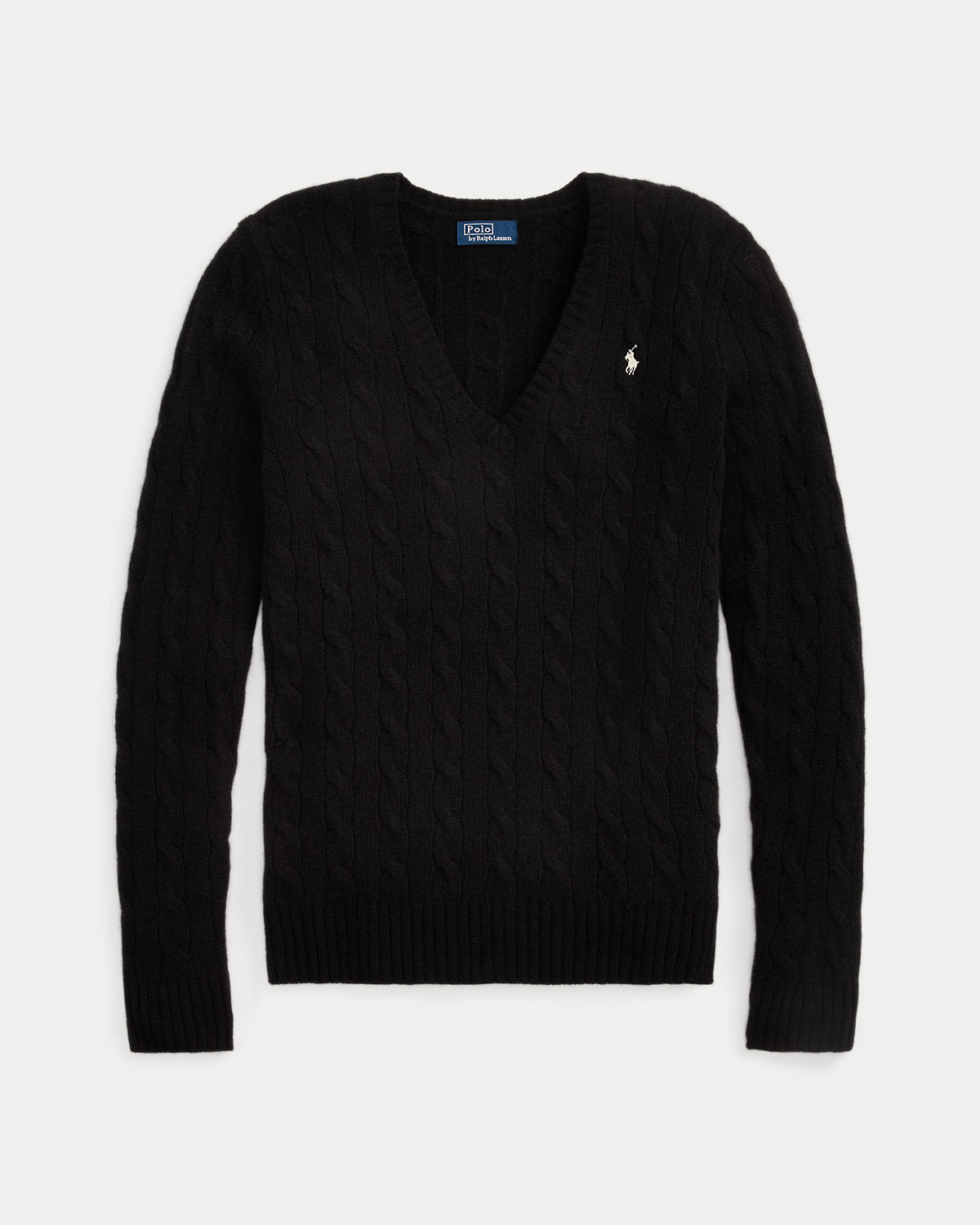 Cable-Knit Wool-Cashmere V-Neck Sweater