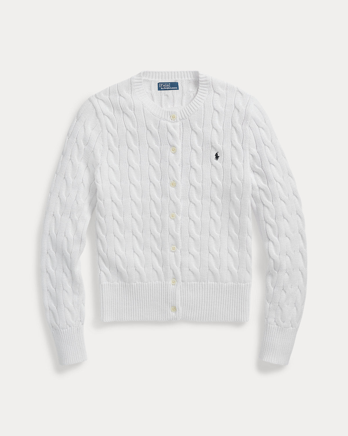 Cable-Knit Cotton Crewneck Cardigan