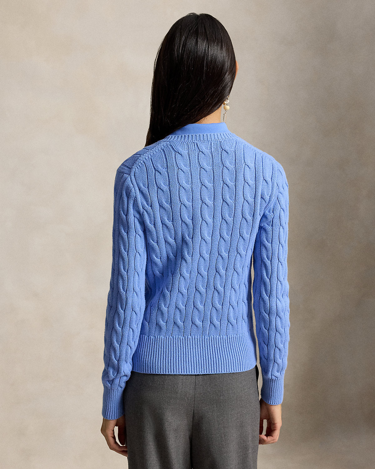 Cable-Knit Cotton Crewneck Cardigan