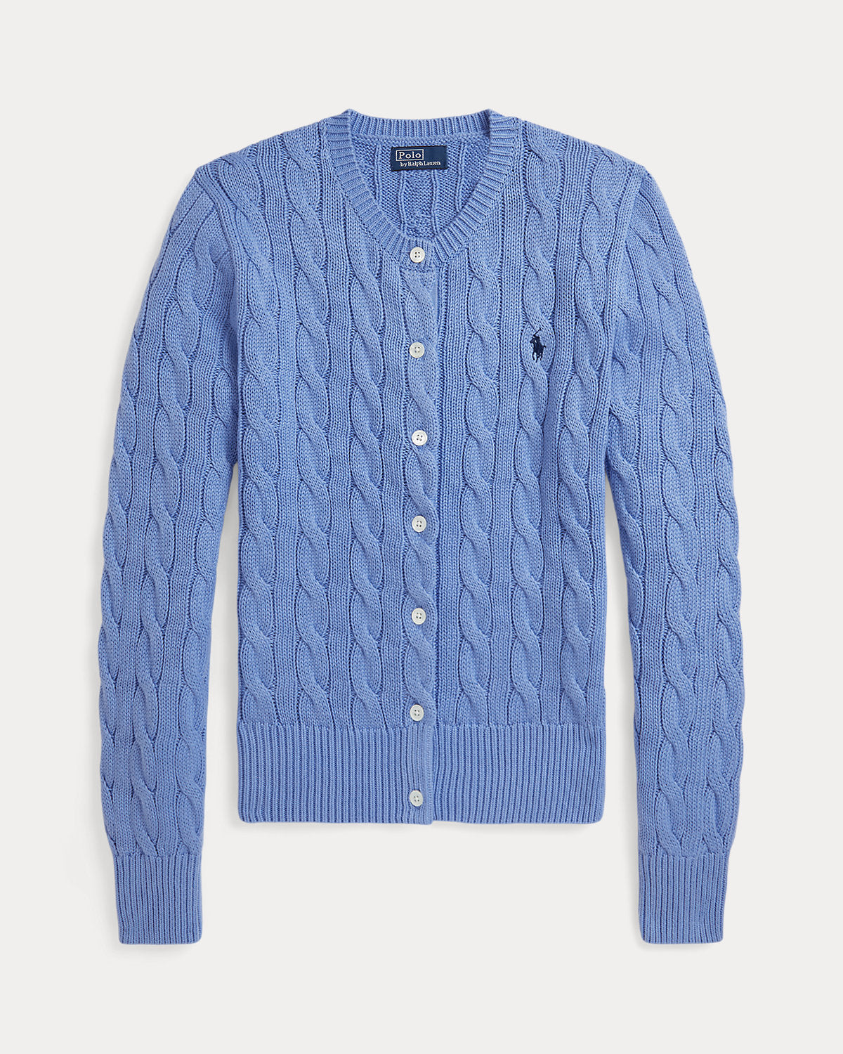 Cable-Knit Cotton Crewneck Cardigan