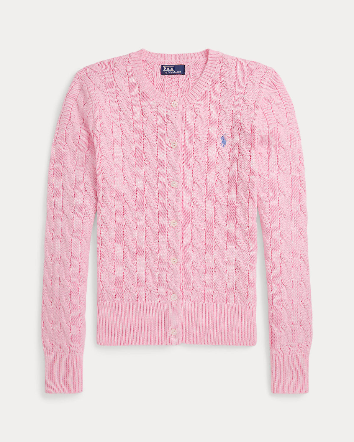 Cable-Knit Cotton Crewneck Cardigan
