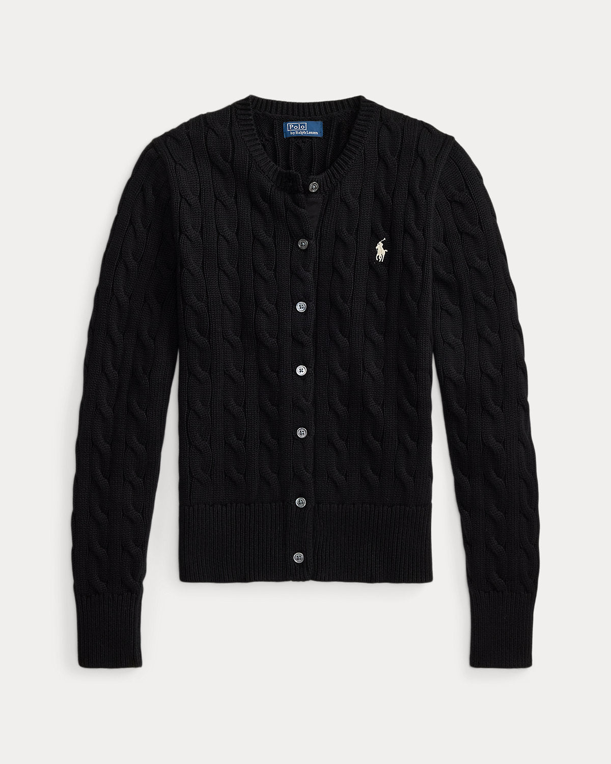 Cable-Knit Cotton Crewneck Cardigan