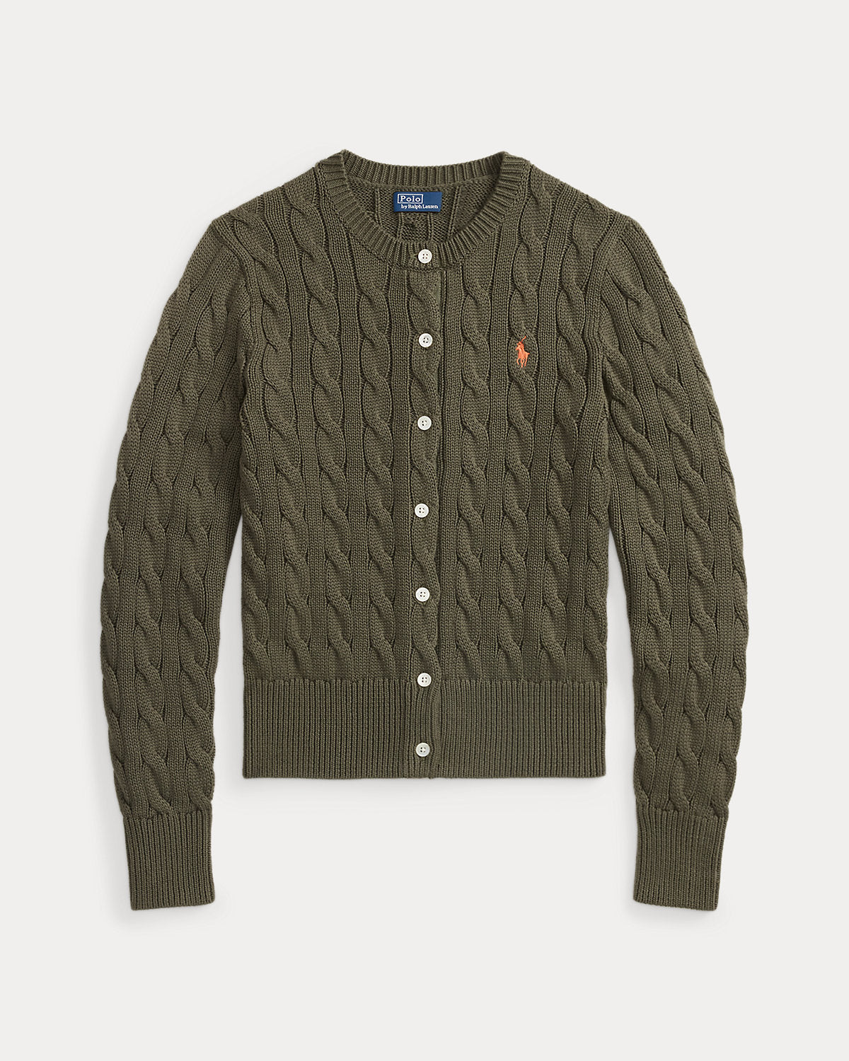 Cable-Knit Cotton Crewneck Cardigan