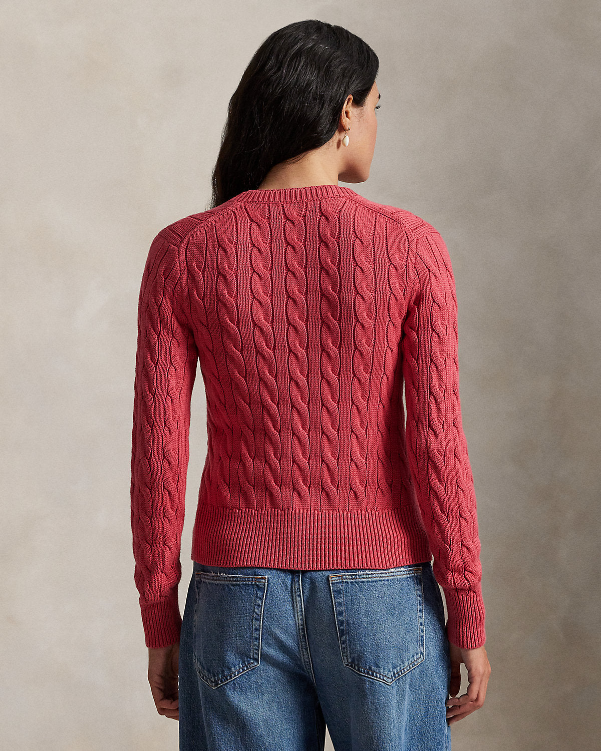 Cable-Knit Cotton Crewneck Cardigan
