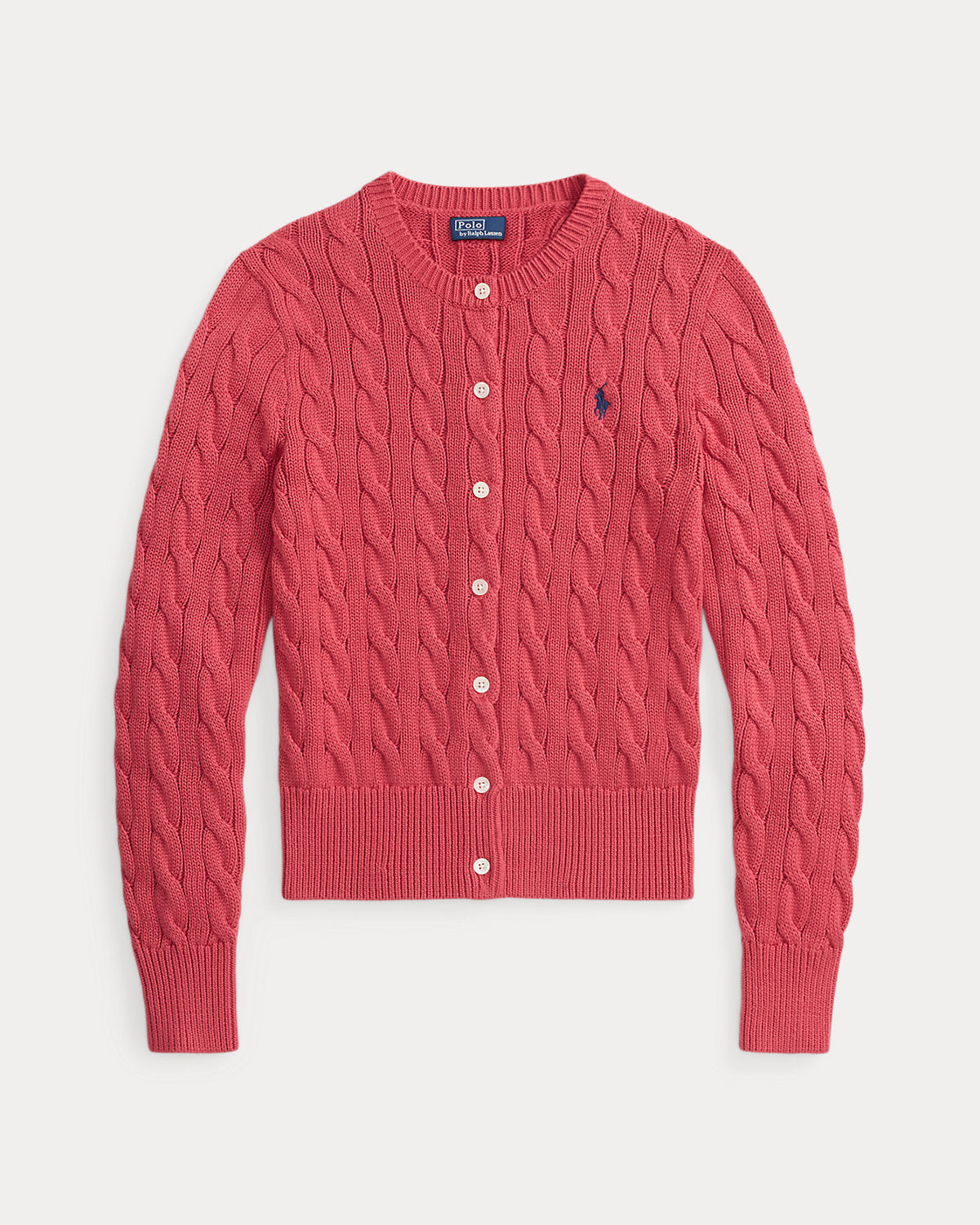 Cable-Knit Cotton Crewneck Cardigan
