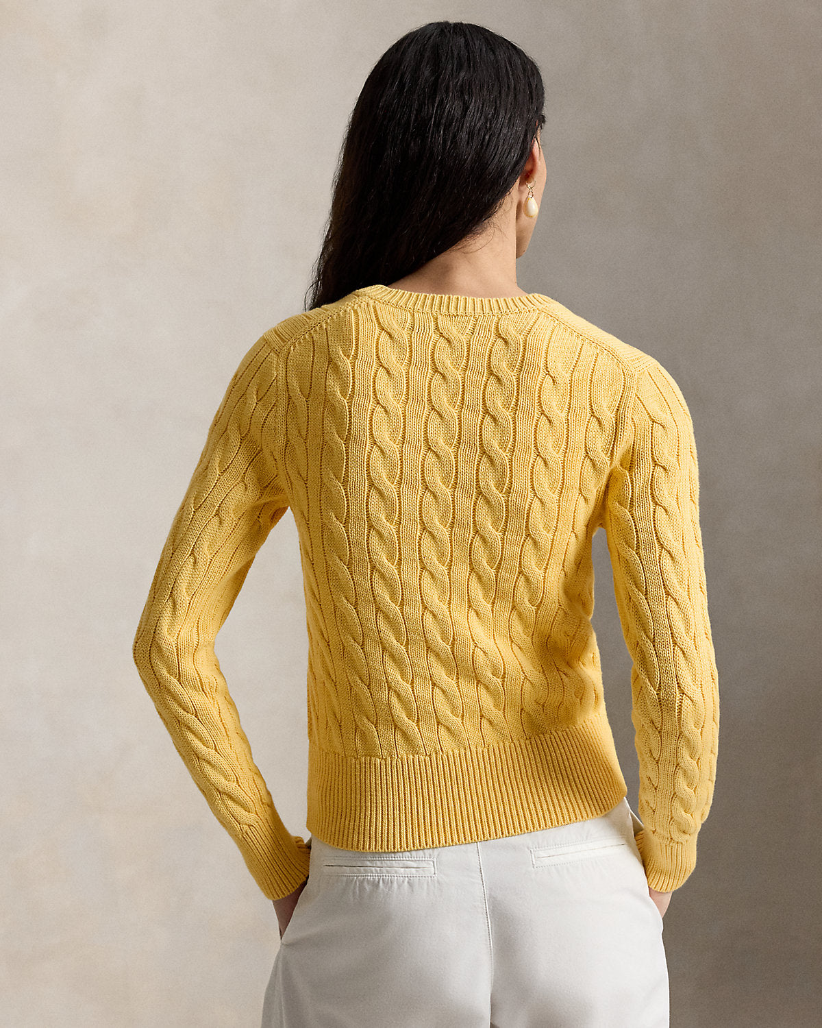 Cable-Knit Cotton Crewneck Cardigan