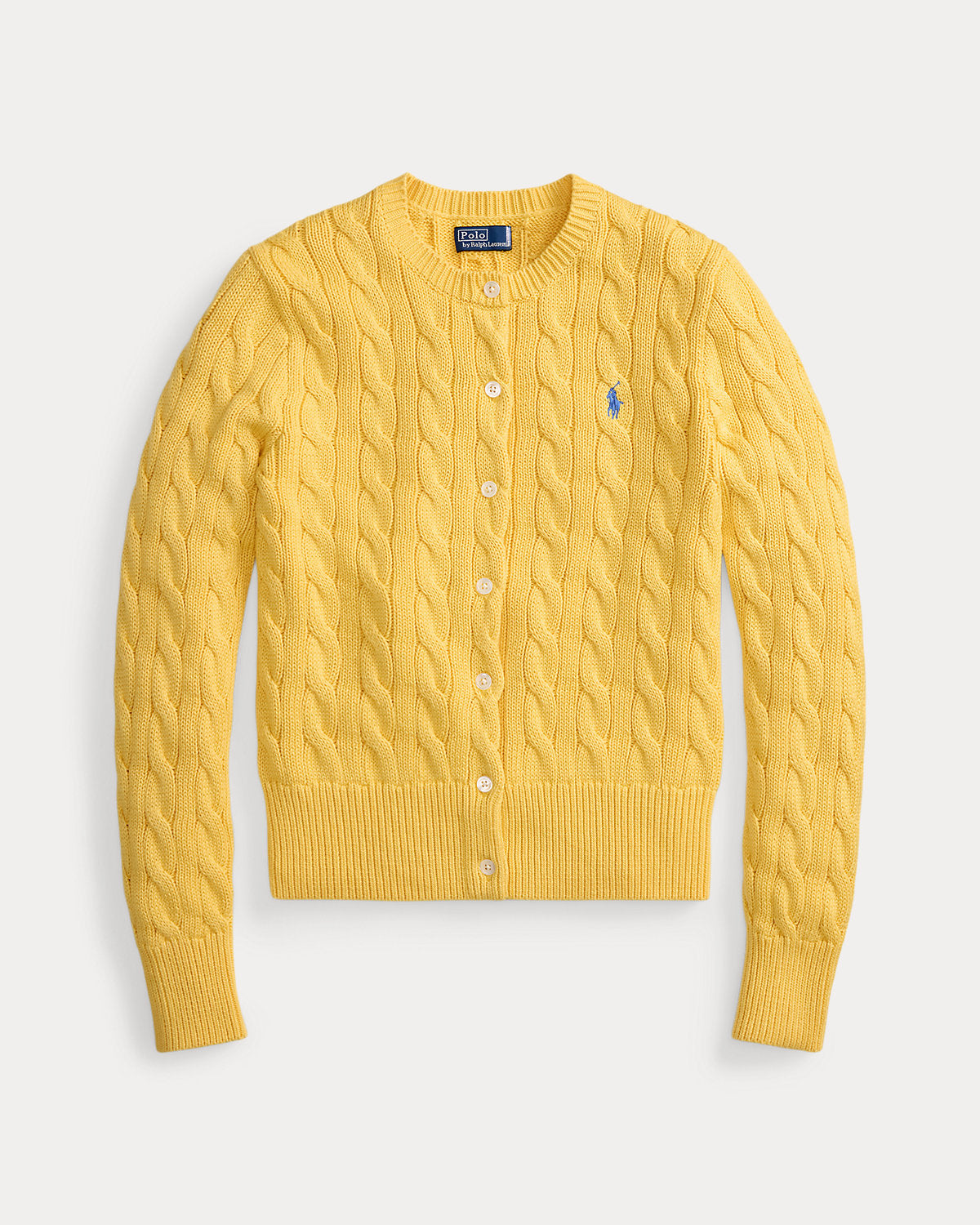 Cable-Knit Cotton Crewneck Cardigan