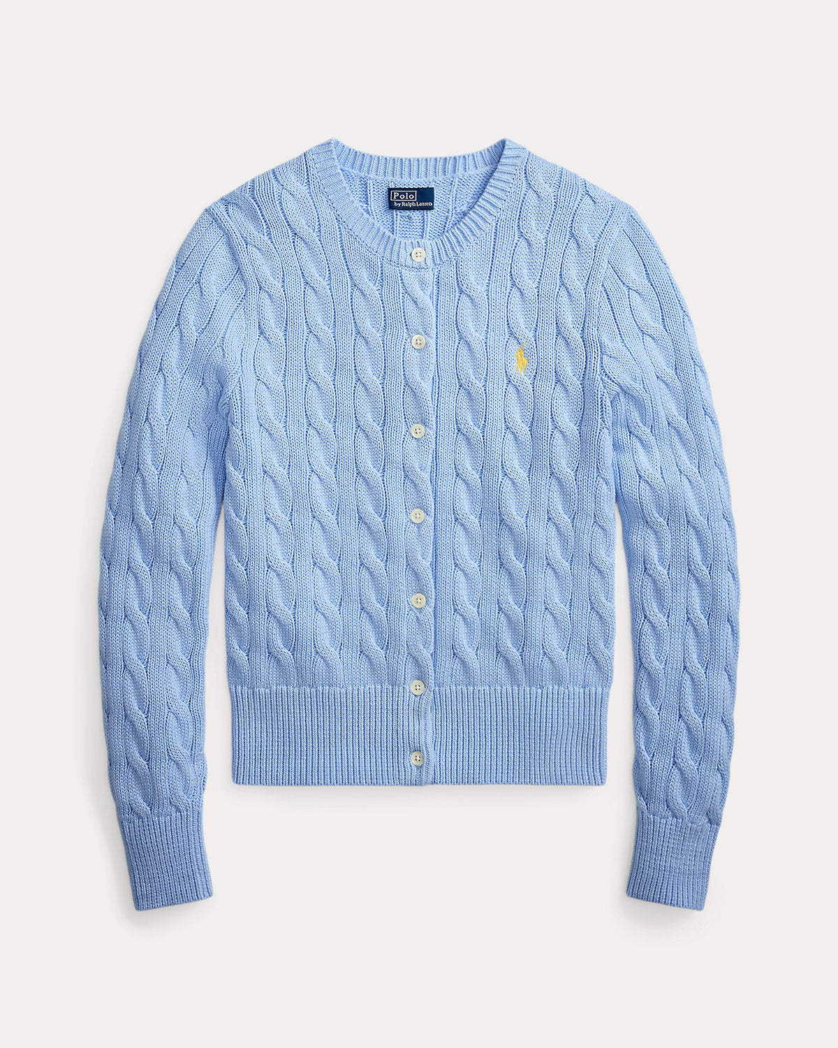 Cable-Knit Cotton Crewneck Cardigan
