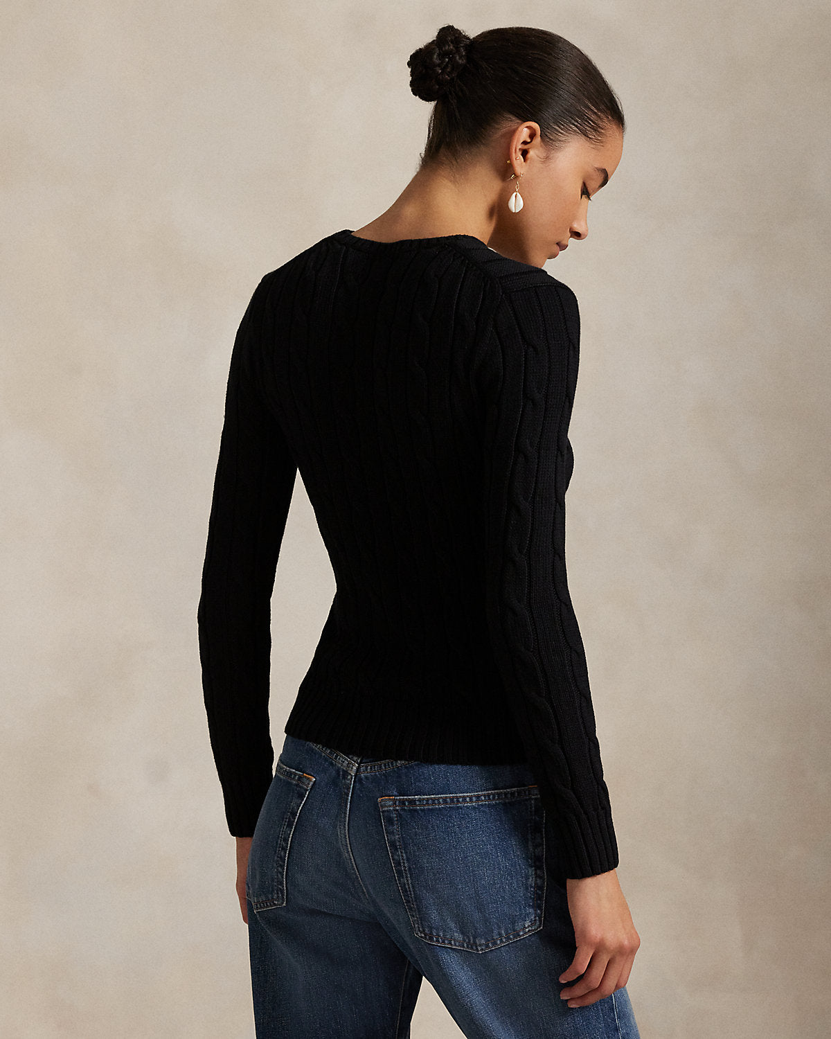 Cable-Knit Cotton Crewneck Sweater