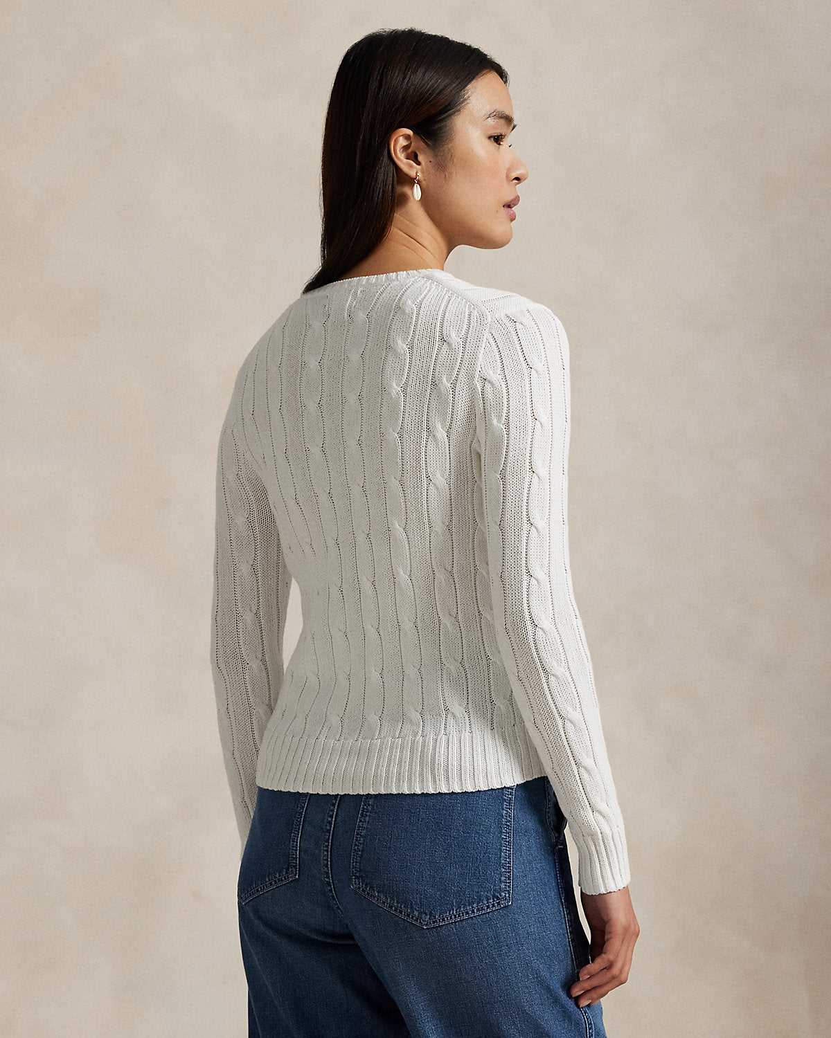 Cable-Knit Cotton Crewneck Sweater