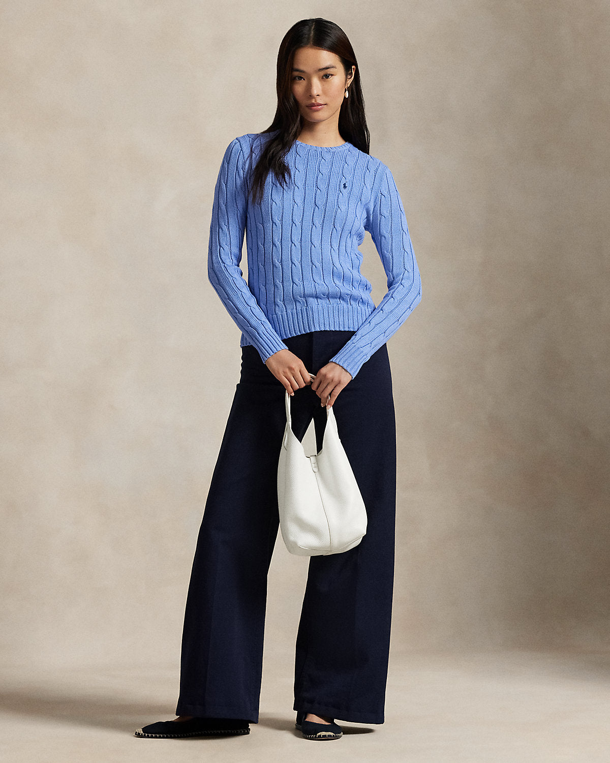 Cable-Knit Cotton Crewneck Sweater