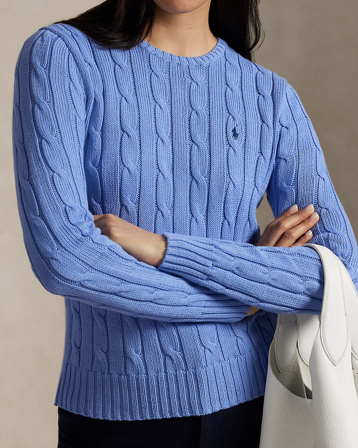 Cable-Knit Cotton Crewneck Sweater