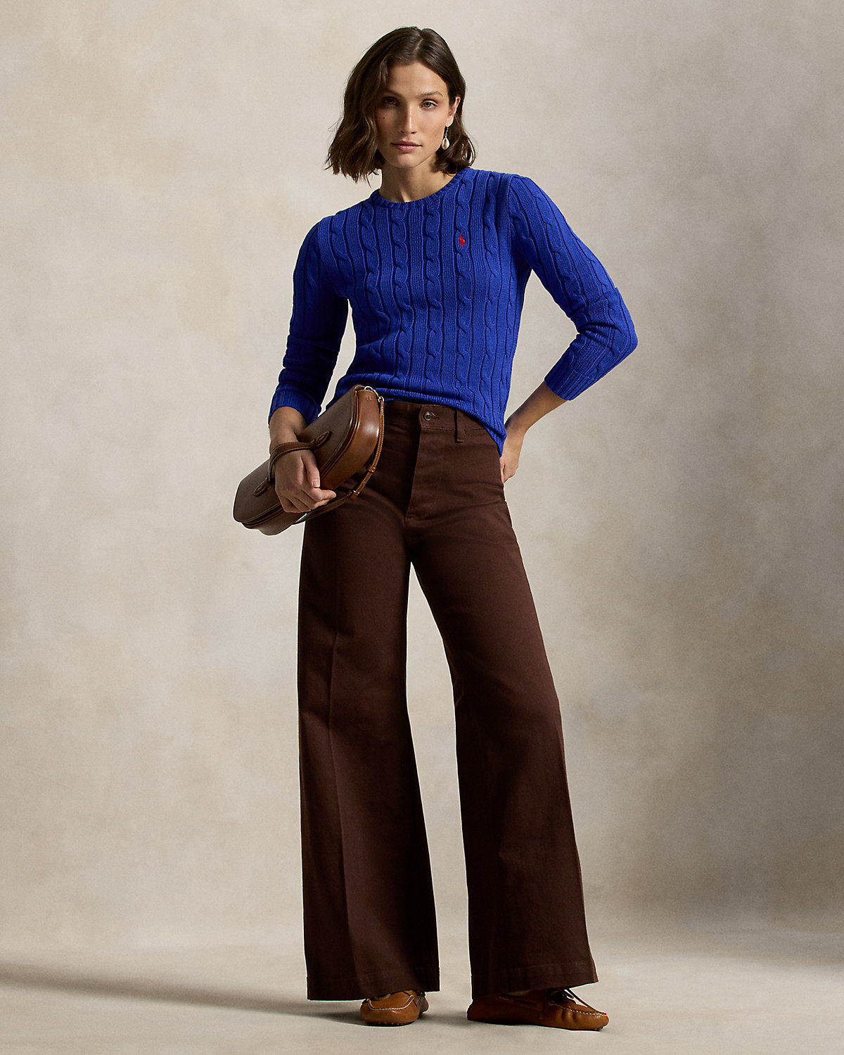 Cable-Knit Cotton Crewneck Sweater