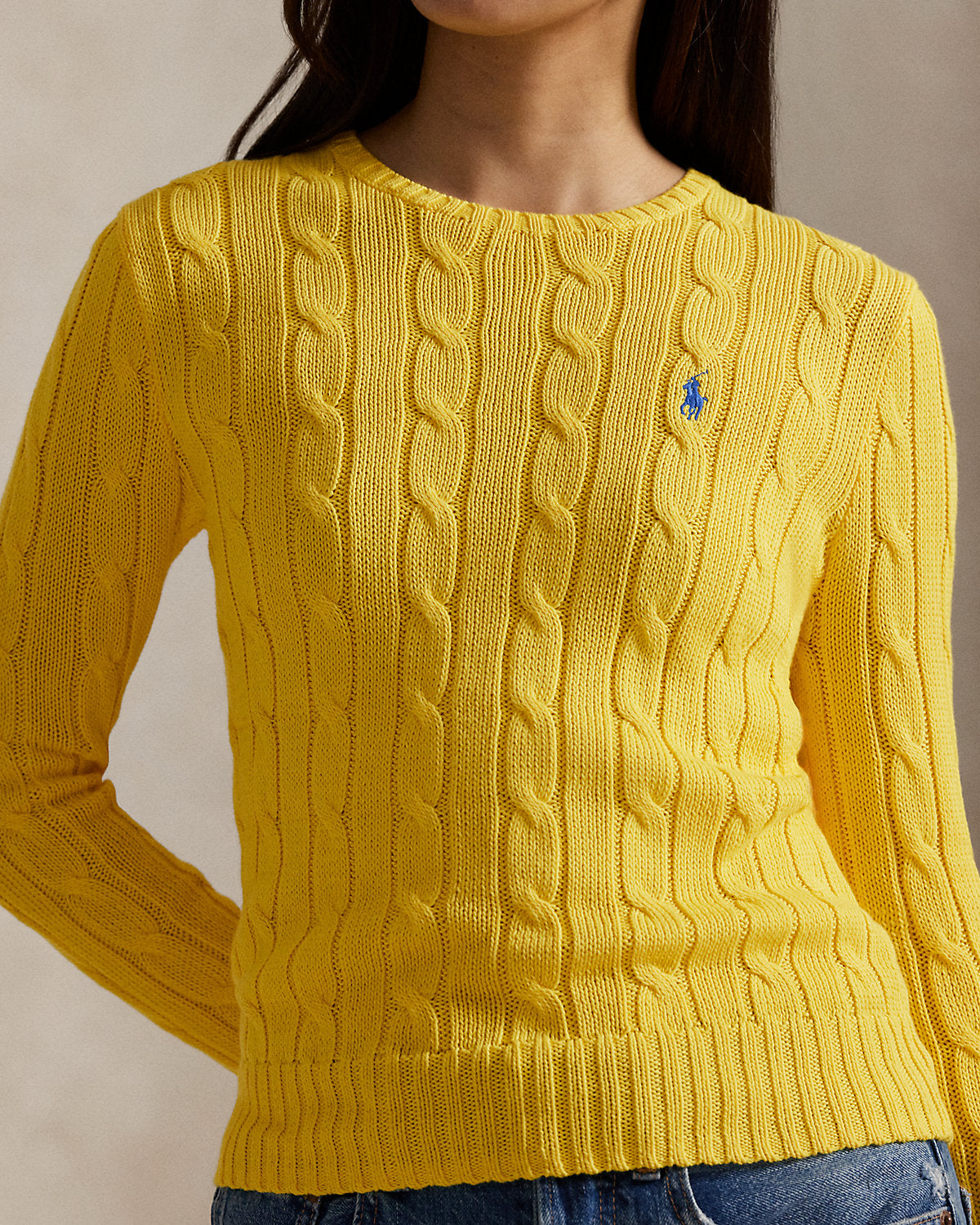 Cable-Knit Cotton Crewneck Sweater