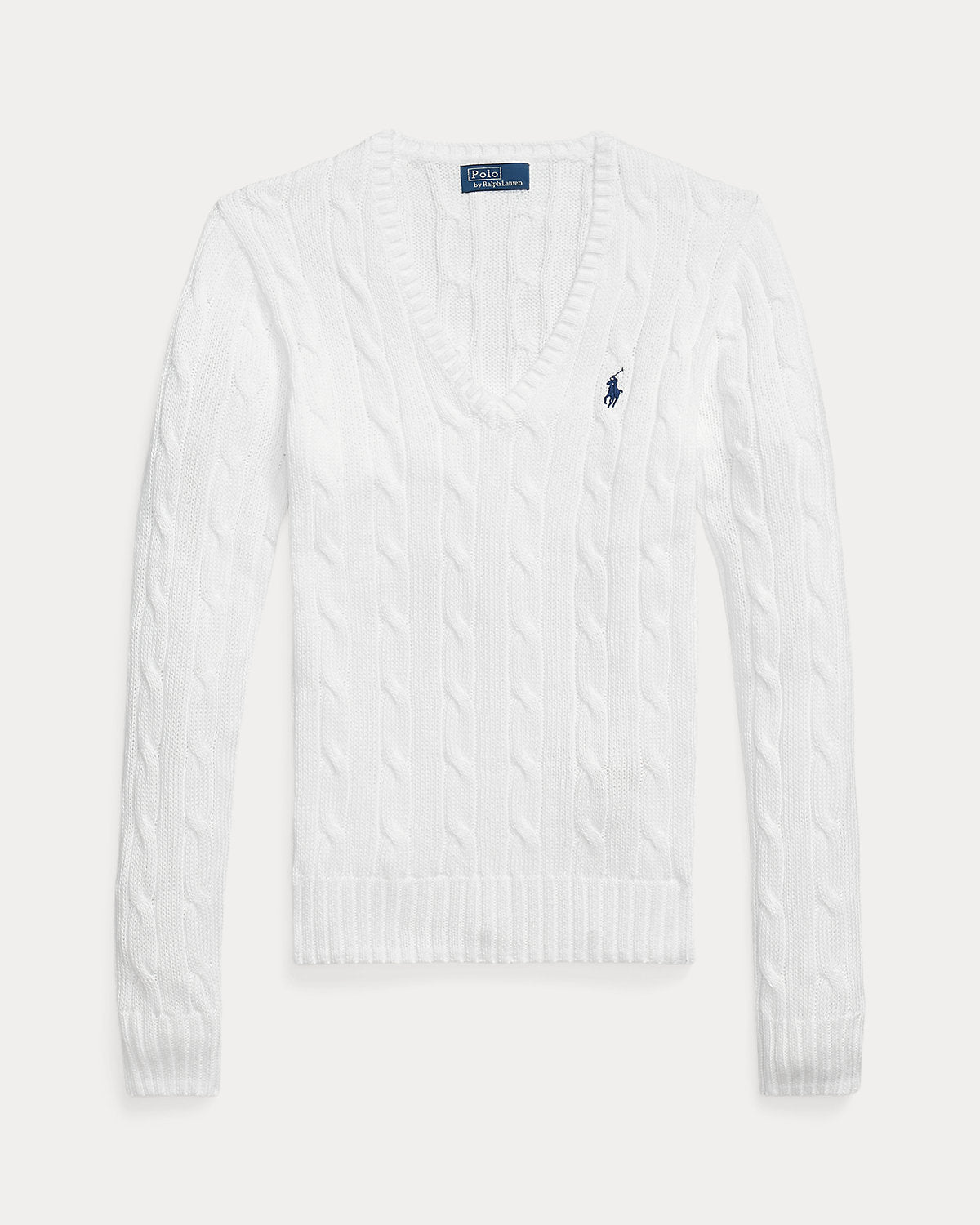 Cable-Knit Cotton V-Neck Sweater
