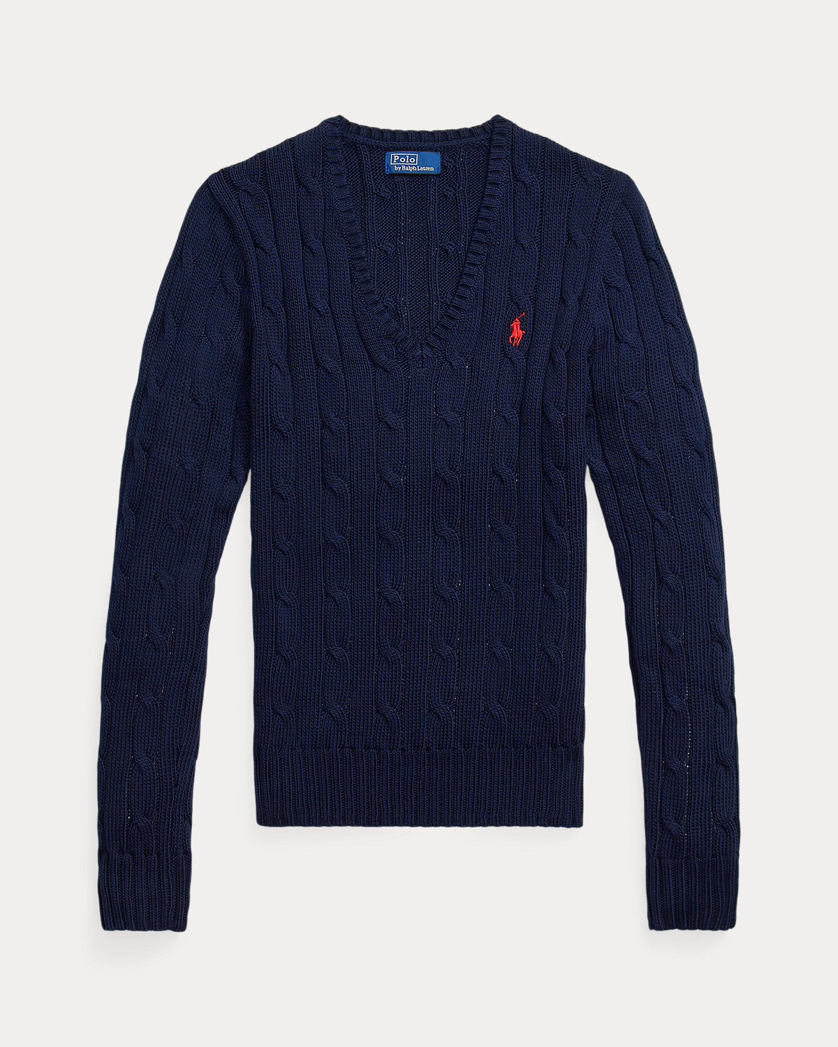Cable-Knit Cotton V-Neck Sweater