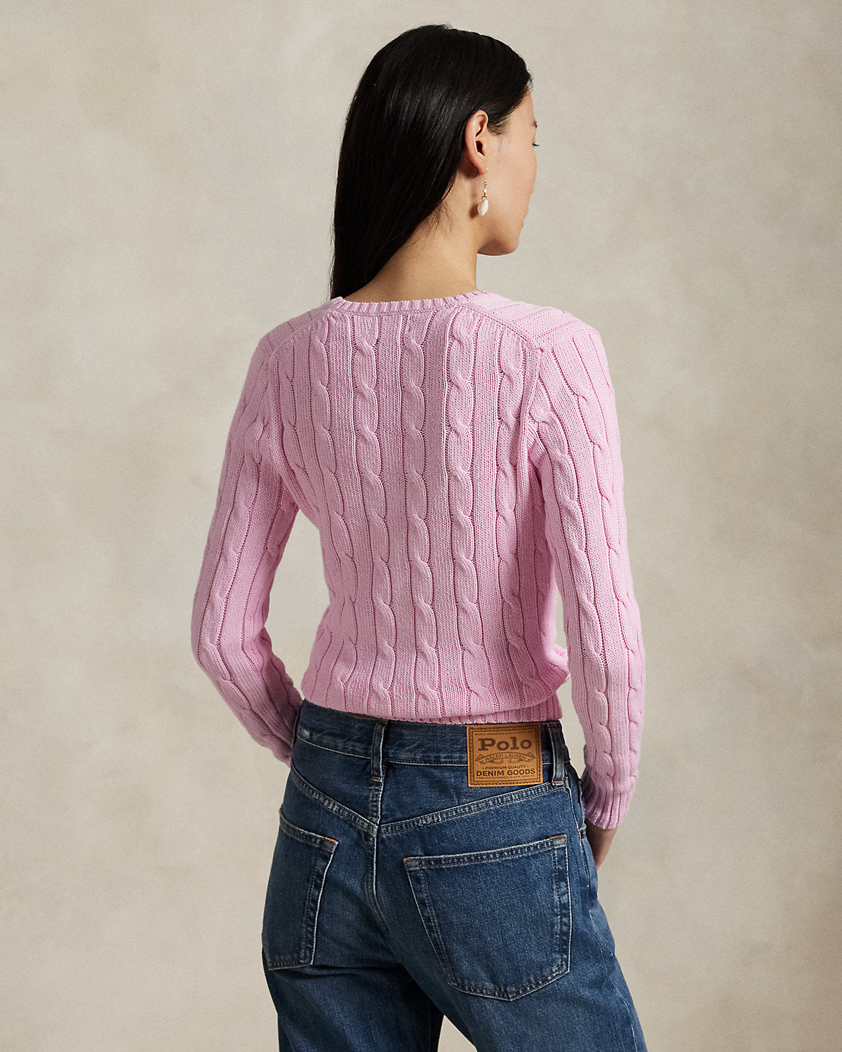 Cable-Knit Cotton V-Neck Sweater
