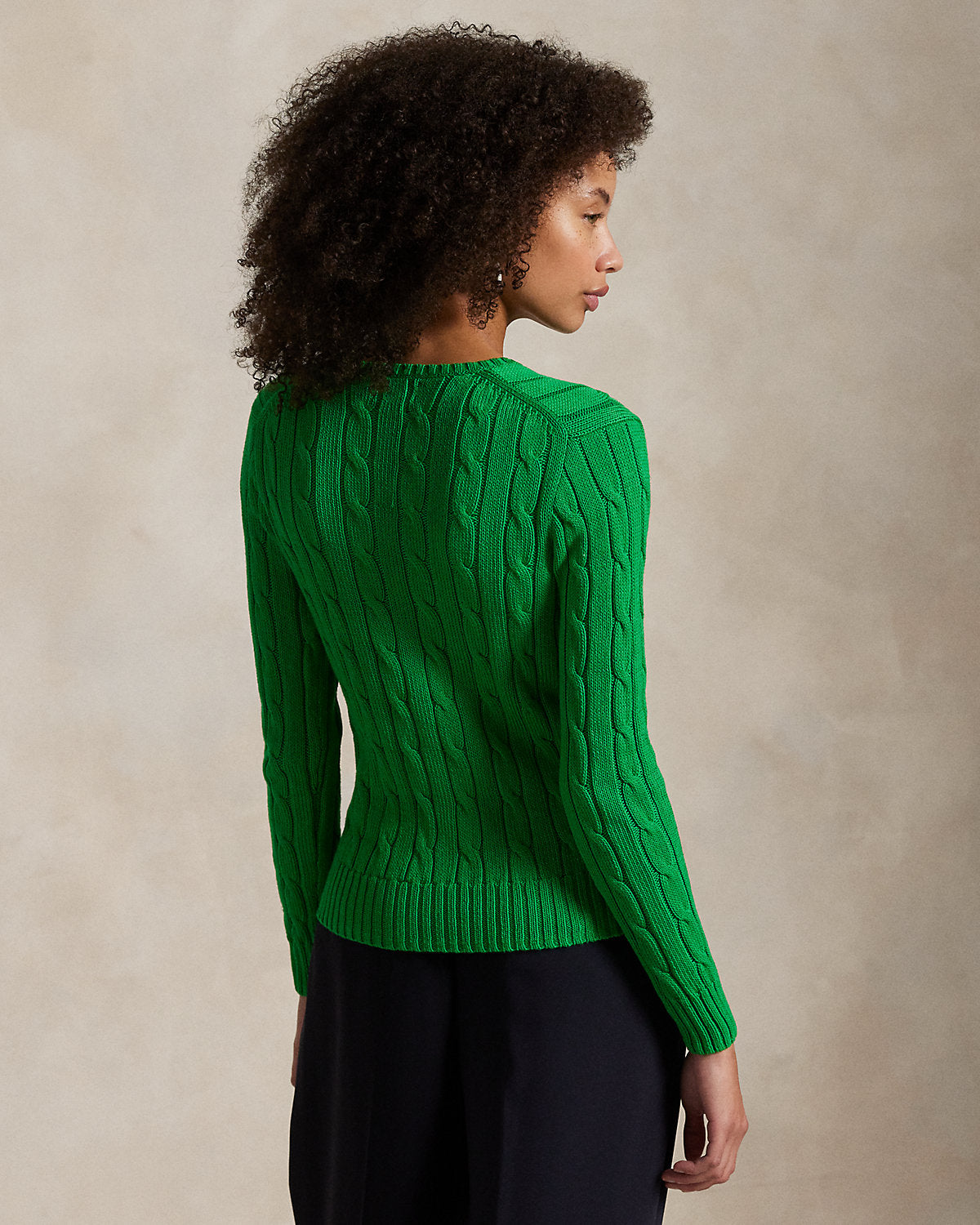 Cable-Knit Cotton V-Neck Sweater