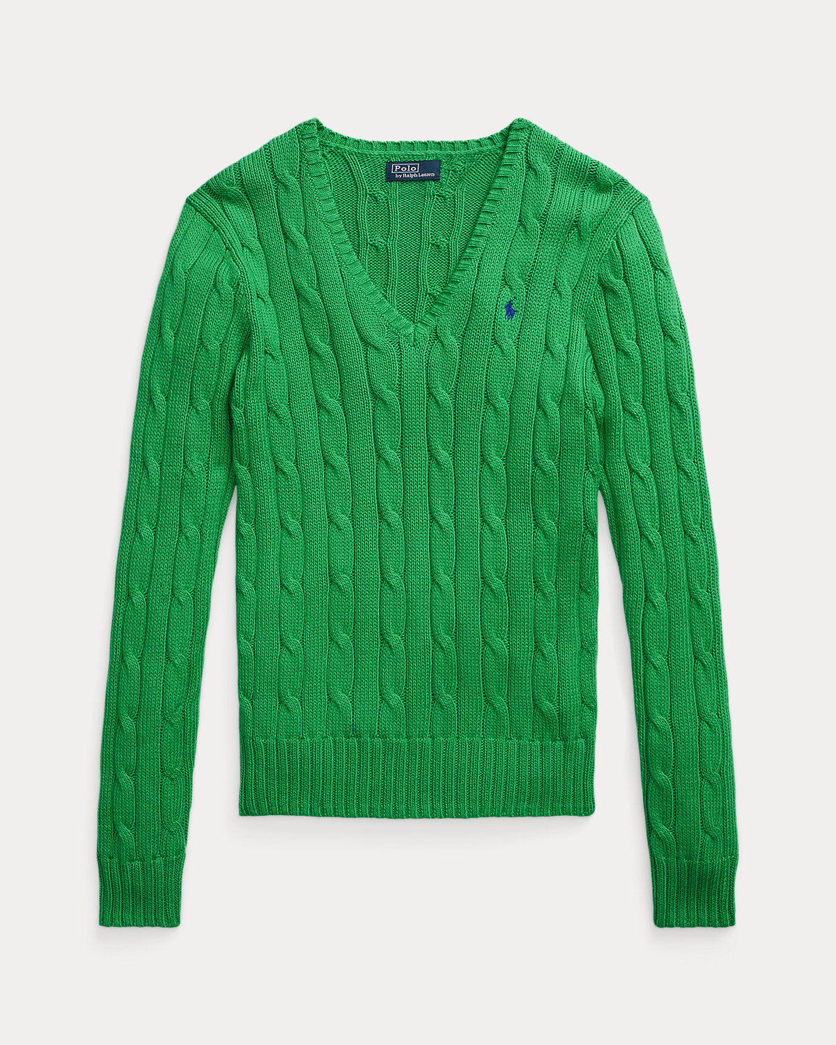 Cable-Knit Cotton V-Neck Sweater