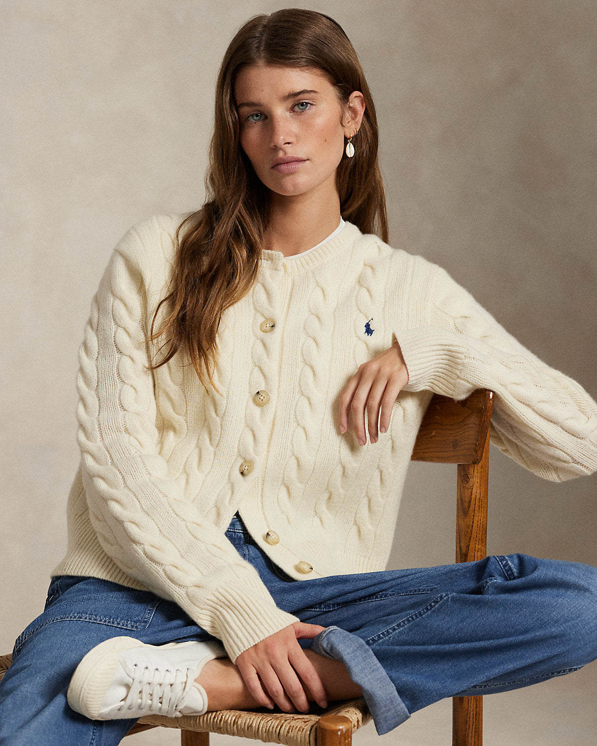 Cable-Knit Wool-Cashmere Cardigan