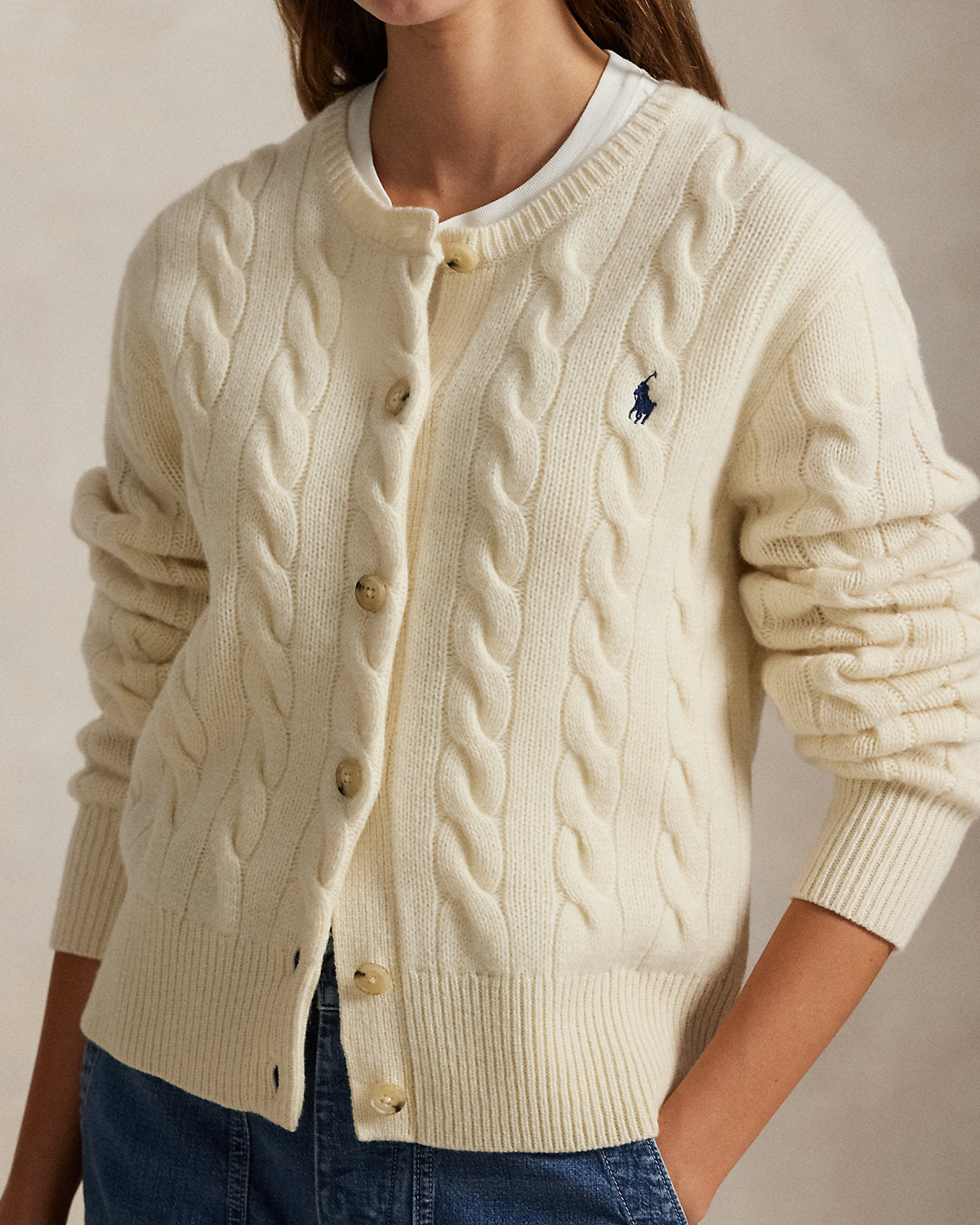 Cable-Knit Wool-Cashmere Cardigan