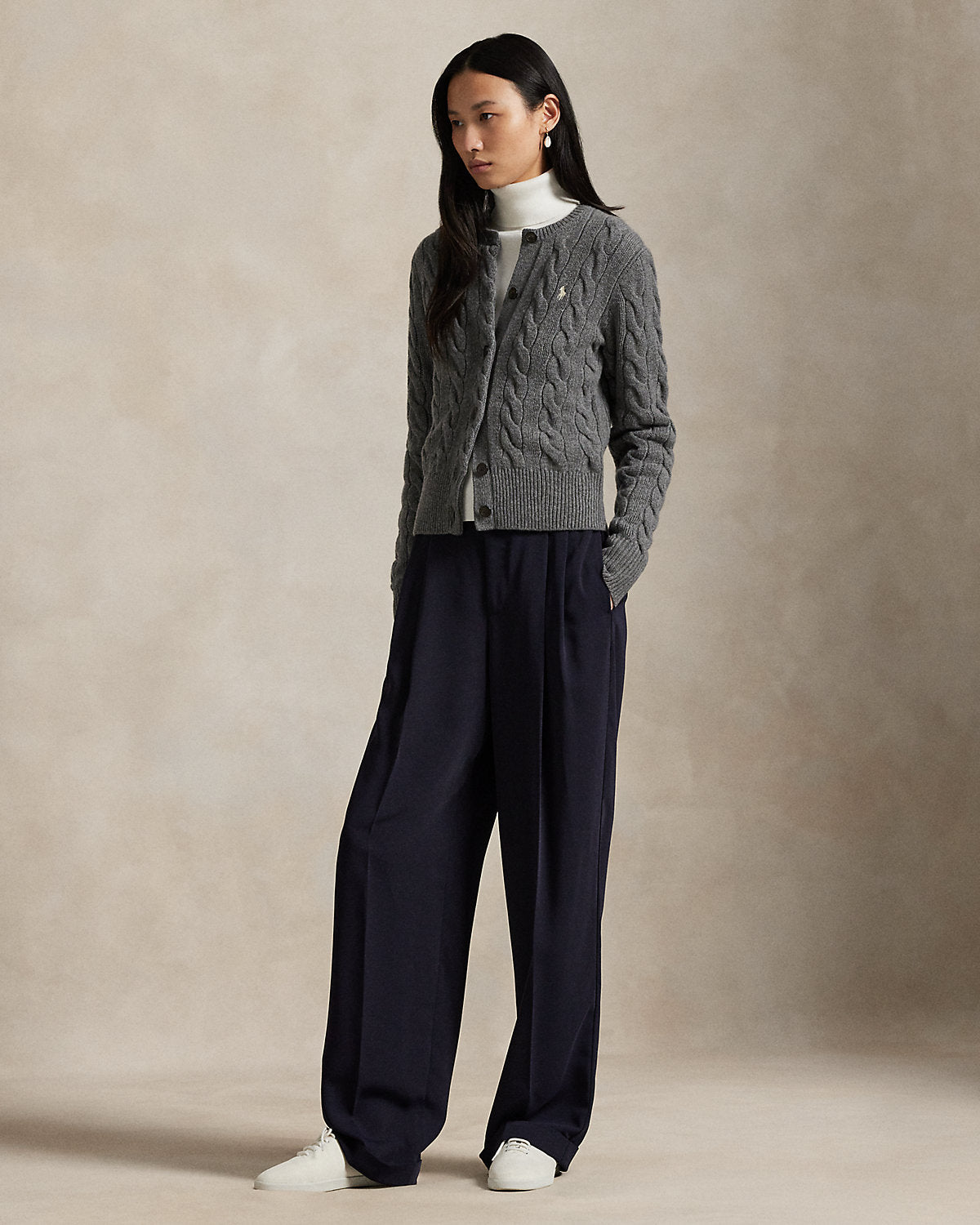 Cable-Knit Wool-Cashmere Cardigan