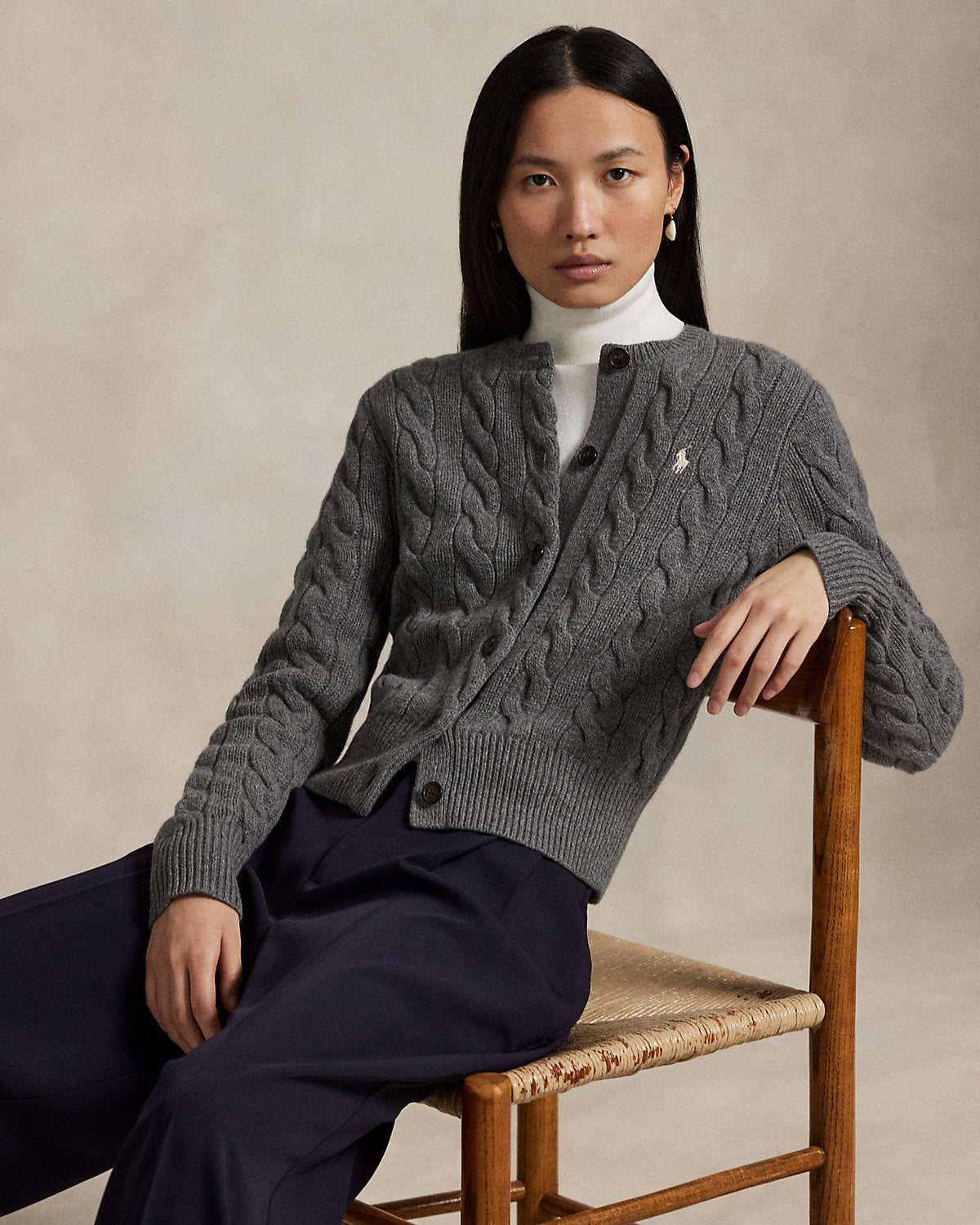 Cable-Knit Wool-Cashmere Cardigan