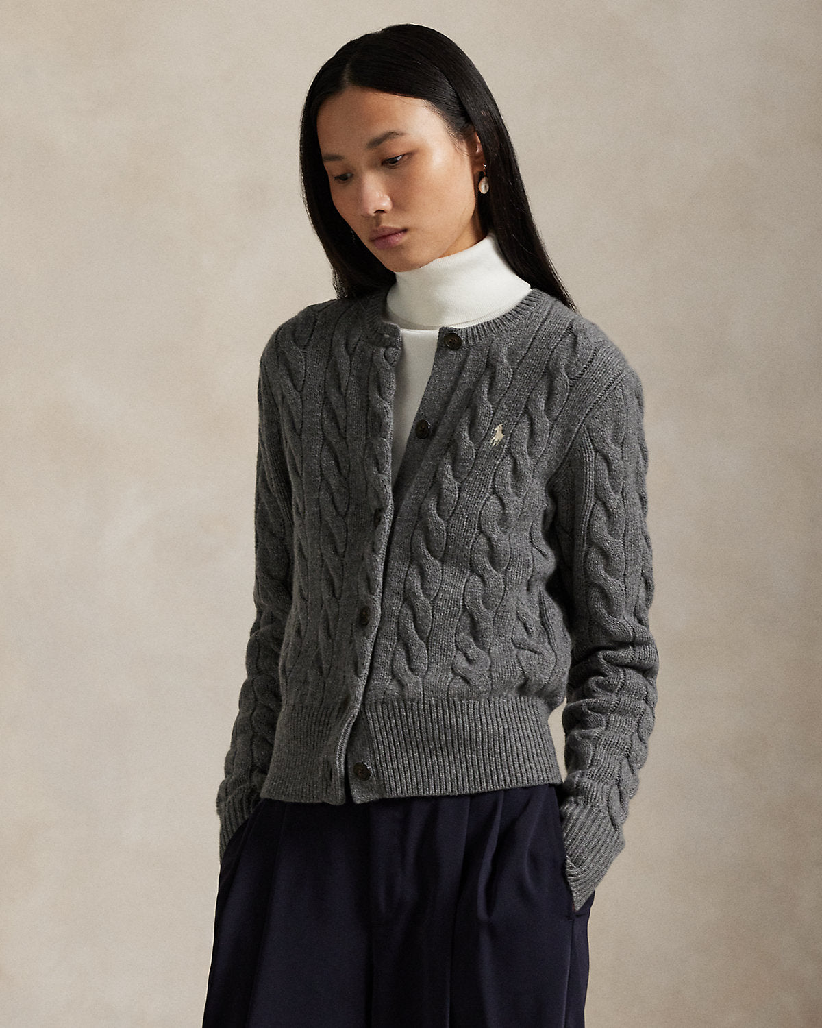 Cable-Knit Wool-Cashmere Cardigan