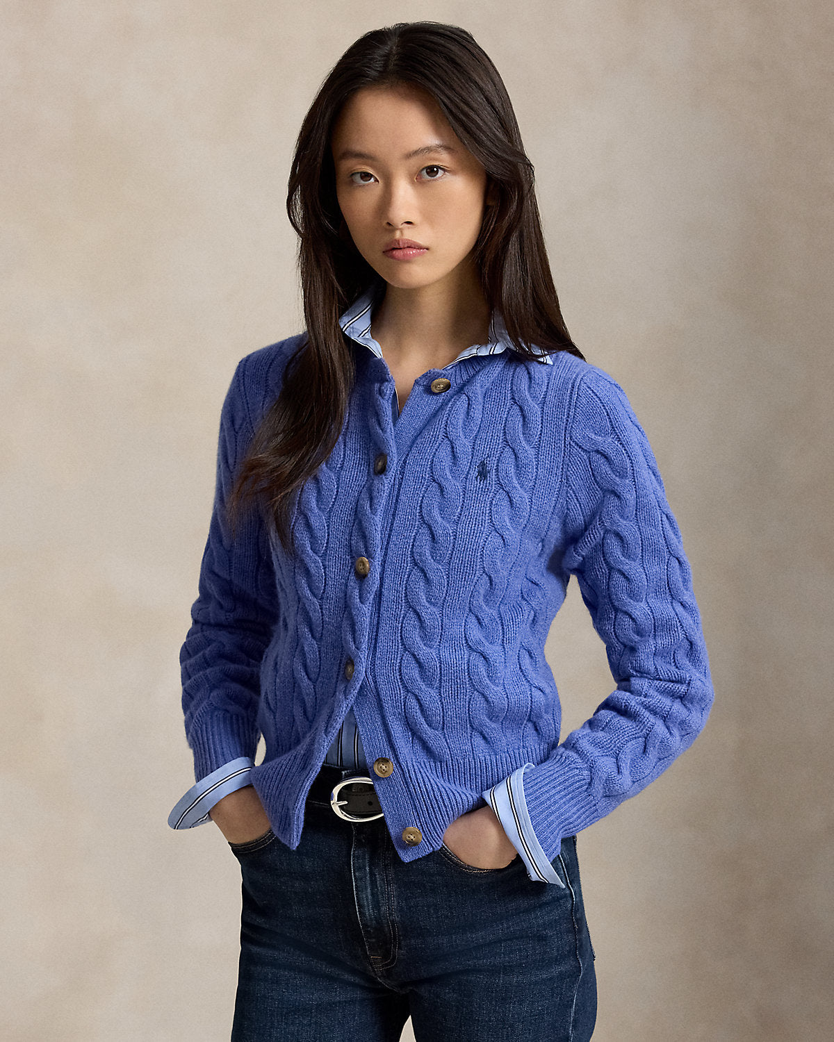 Cable-Knit Wool-Cashmere Cardigan