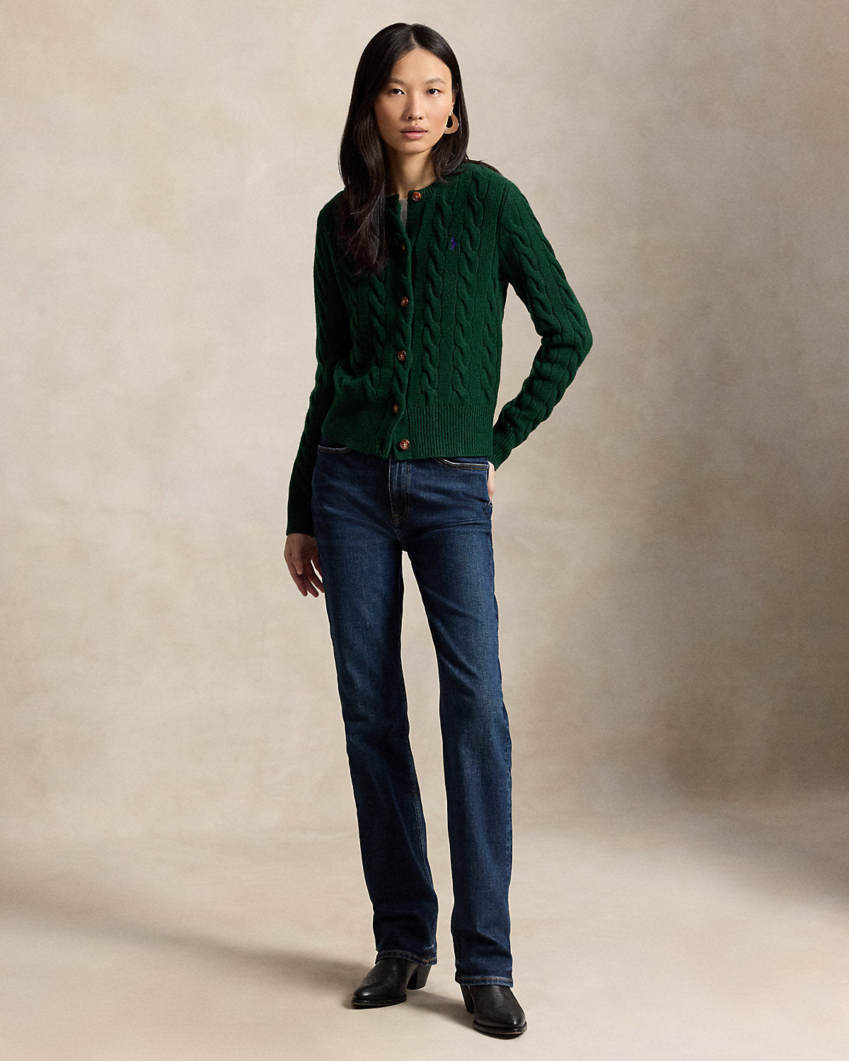 Cable-Knit Wool-Cashmere Cardigan